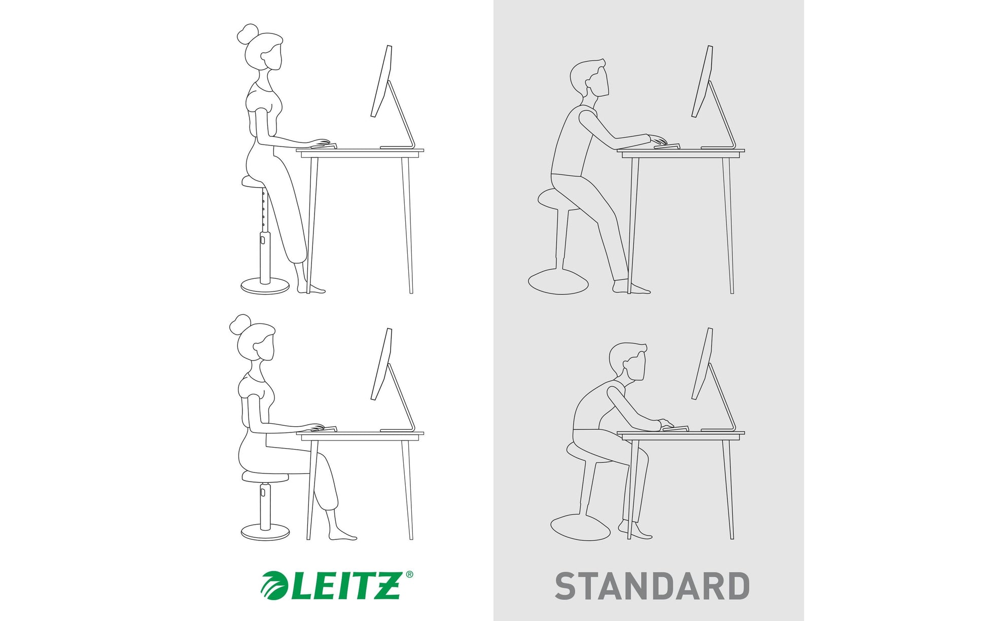 Leitz Hocker Ergo Cosy Active – Sitzhöhe 46–79 cm, 110 kg, grau