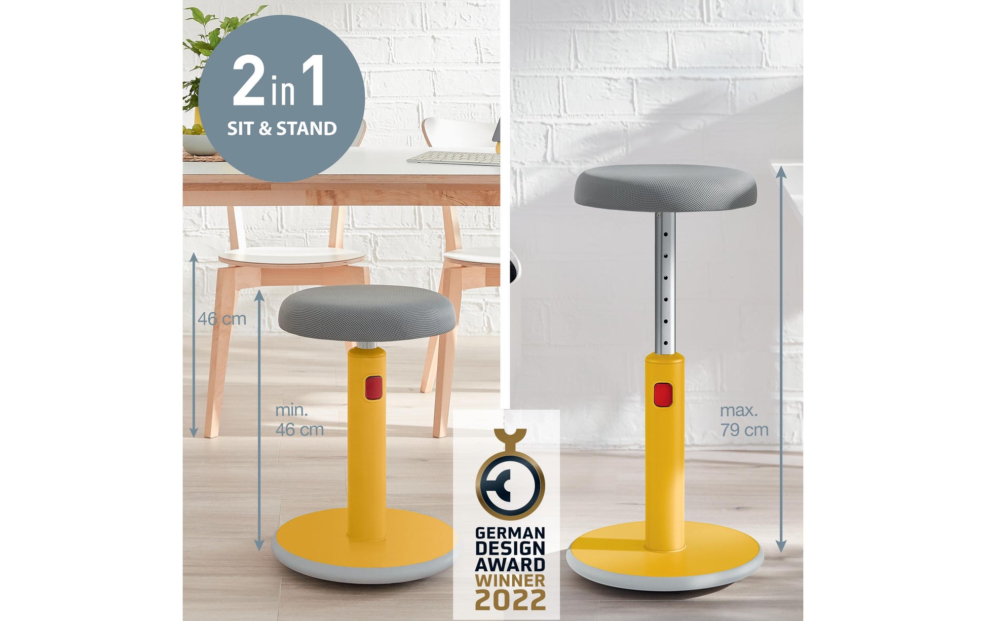 Leitz Hocker Ergo Cosy Active – Sitzhöhe 46–79 cm, 110 kg, grau