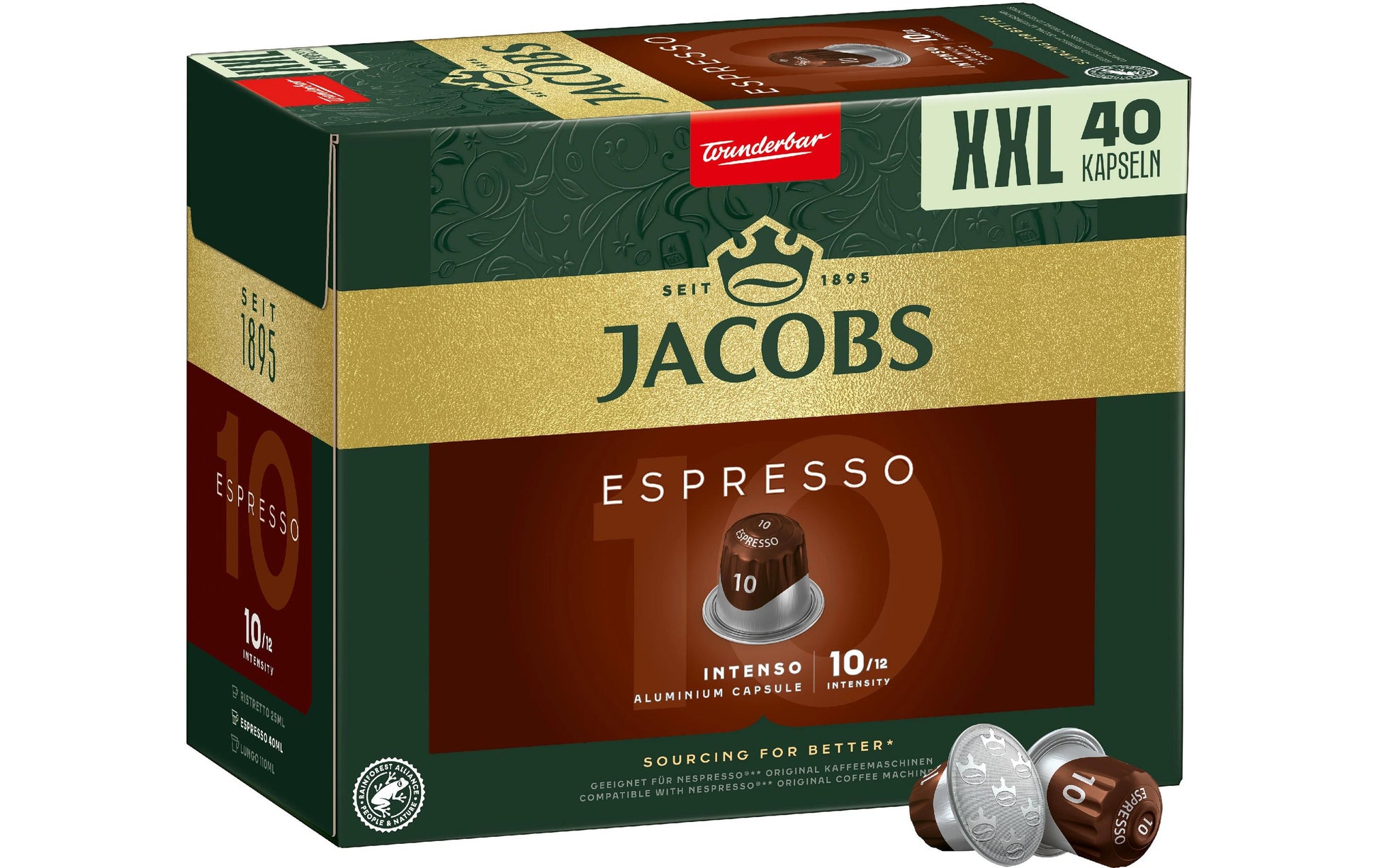 Jacobs Espresso Intenso – Kapseln für Nespresso – Intensität 10, 40 Kapseln