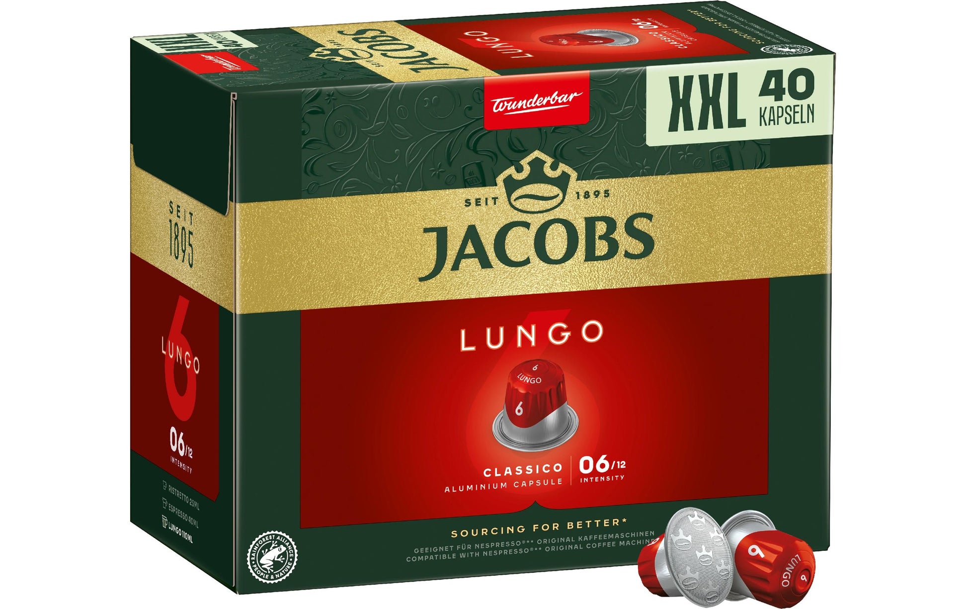 Jacobs Classico – Kapseln für Nespresso – Lungo, Intensität 6, 200 Kapseln