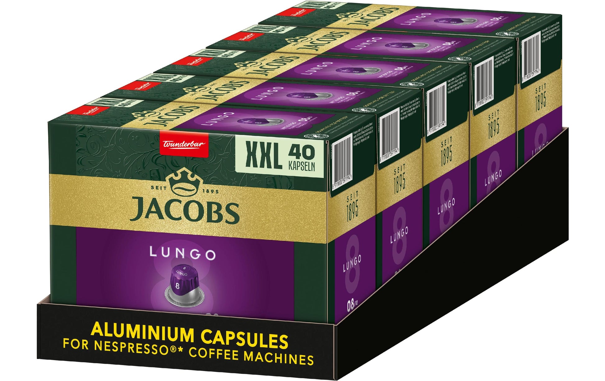 Jacobs Lungo Intenso – Kapseln für Nespresso – Intensität 8, 200 Kapseln
