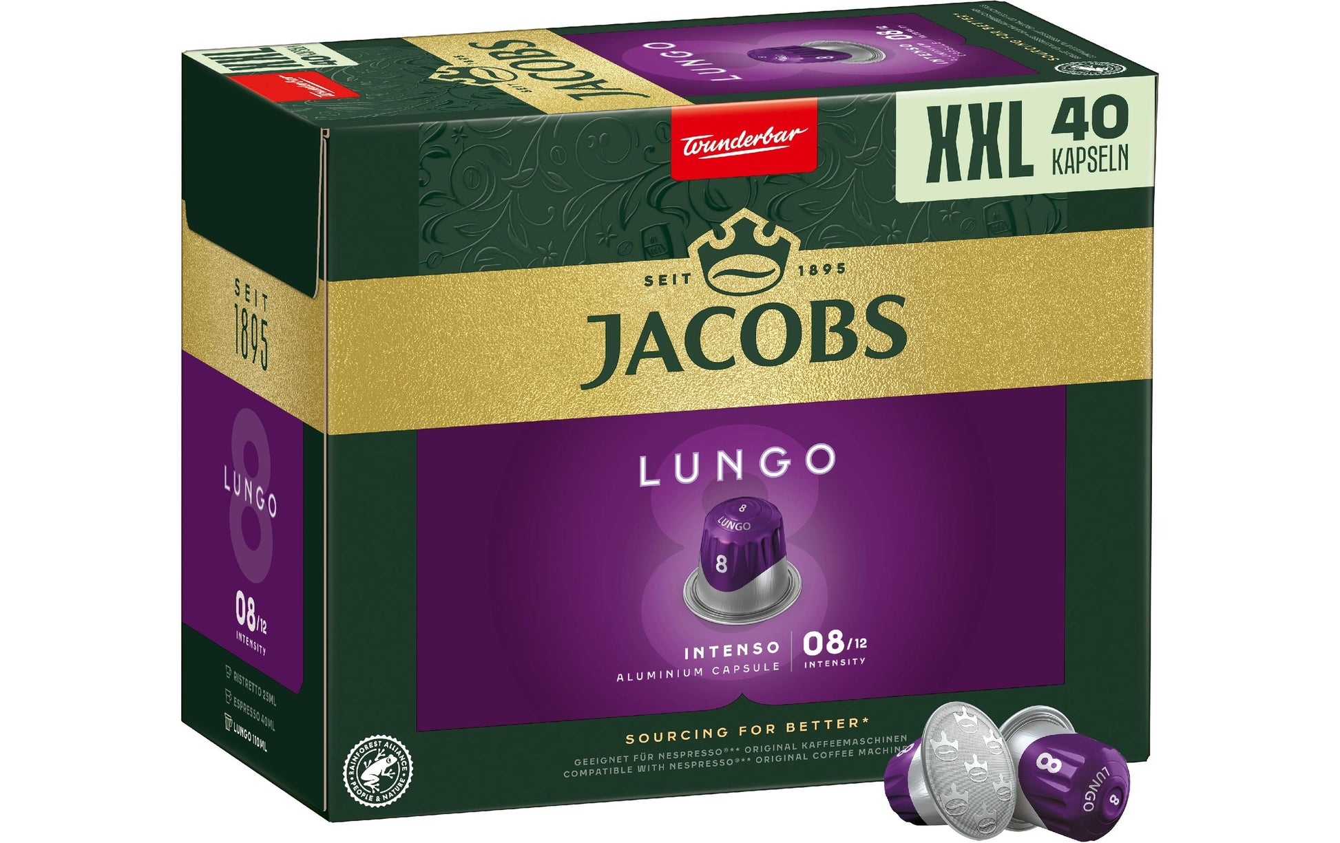 Jacobs Kapseln für Nespresso – Lungo, Intensität 8, 40 Kapseln