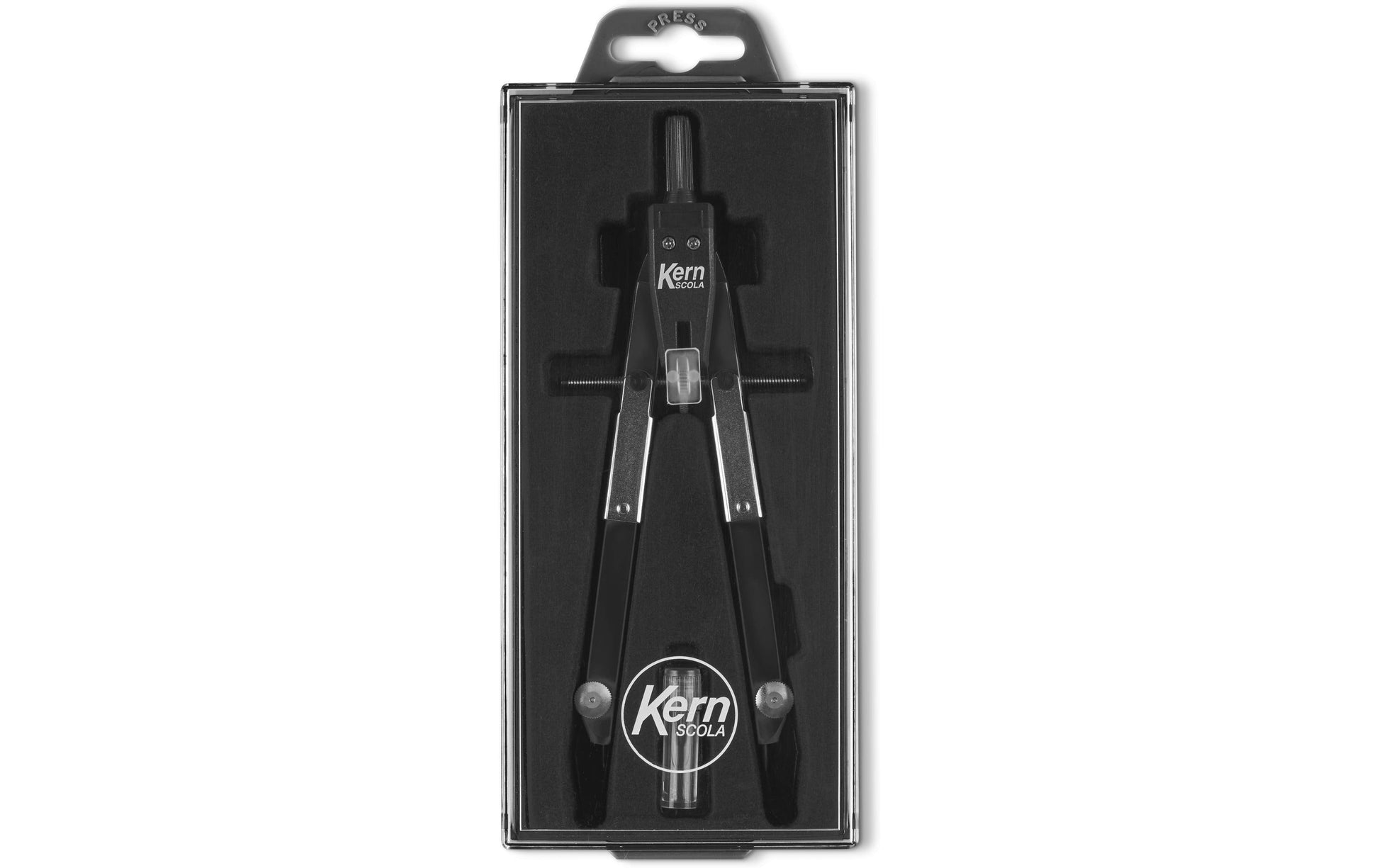 KERN Scola Schnellverstellzirkel – Länge 170 mm, max. Kreis-Ø 62 cm, Zapfen Ø 4 mm, Mattschwarz