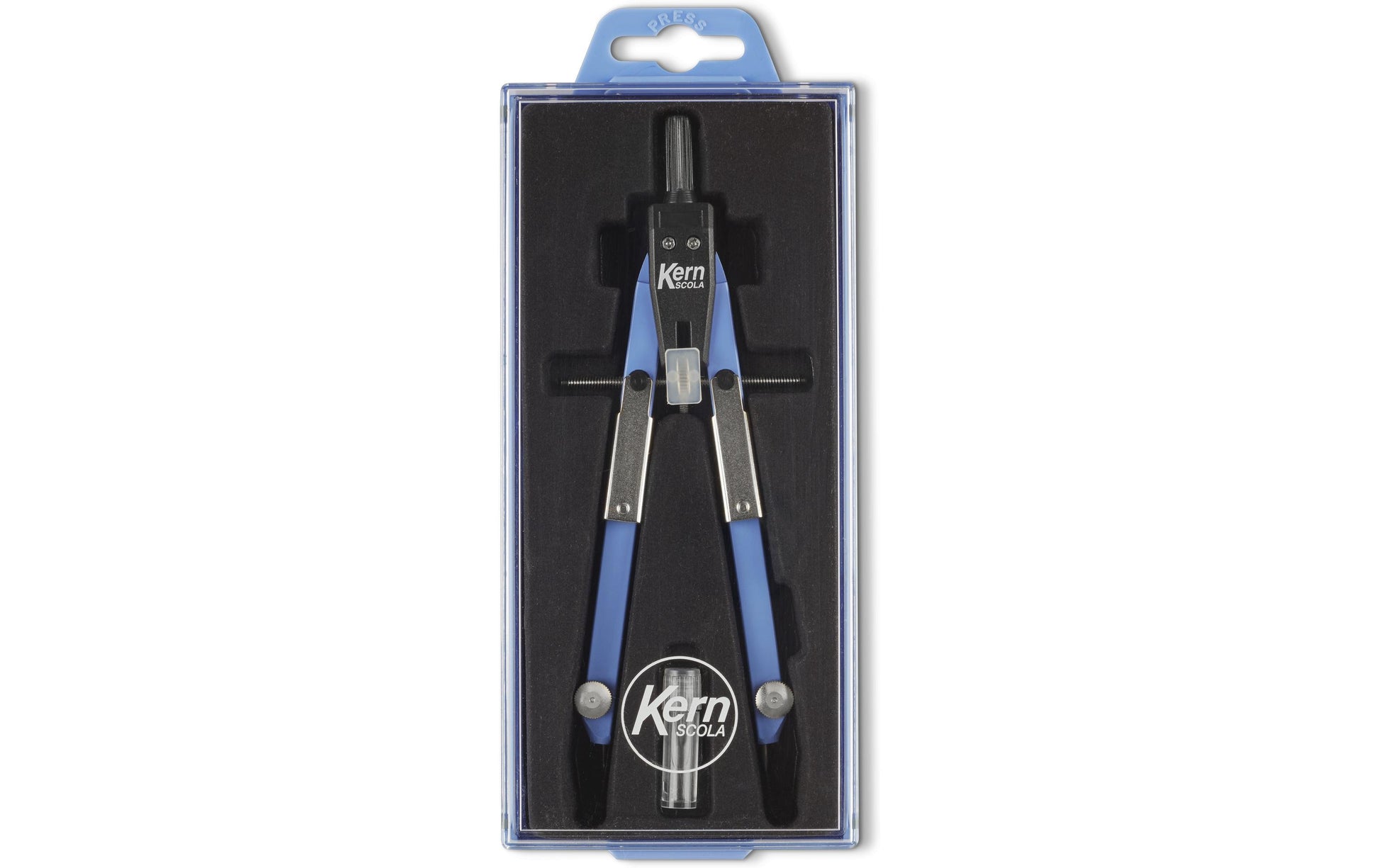 KERN Scola Schnellverstellzirkel – Länge 170 mm, max. Kreis-Ø 62 cm, Zapfen Ø 4 mm, inkl. Minendose, ozean