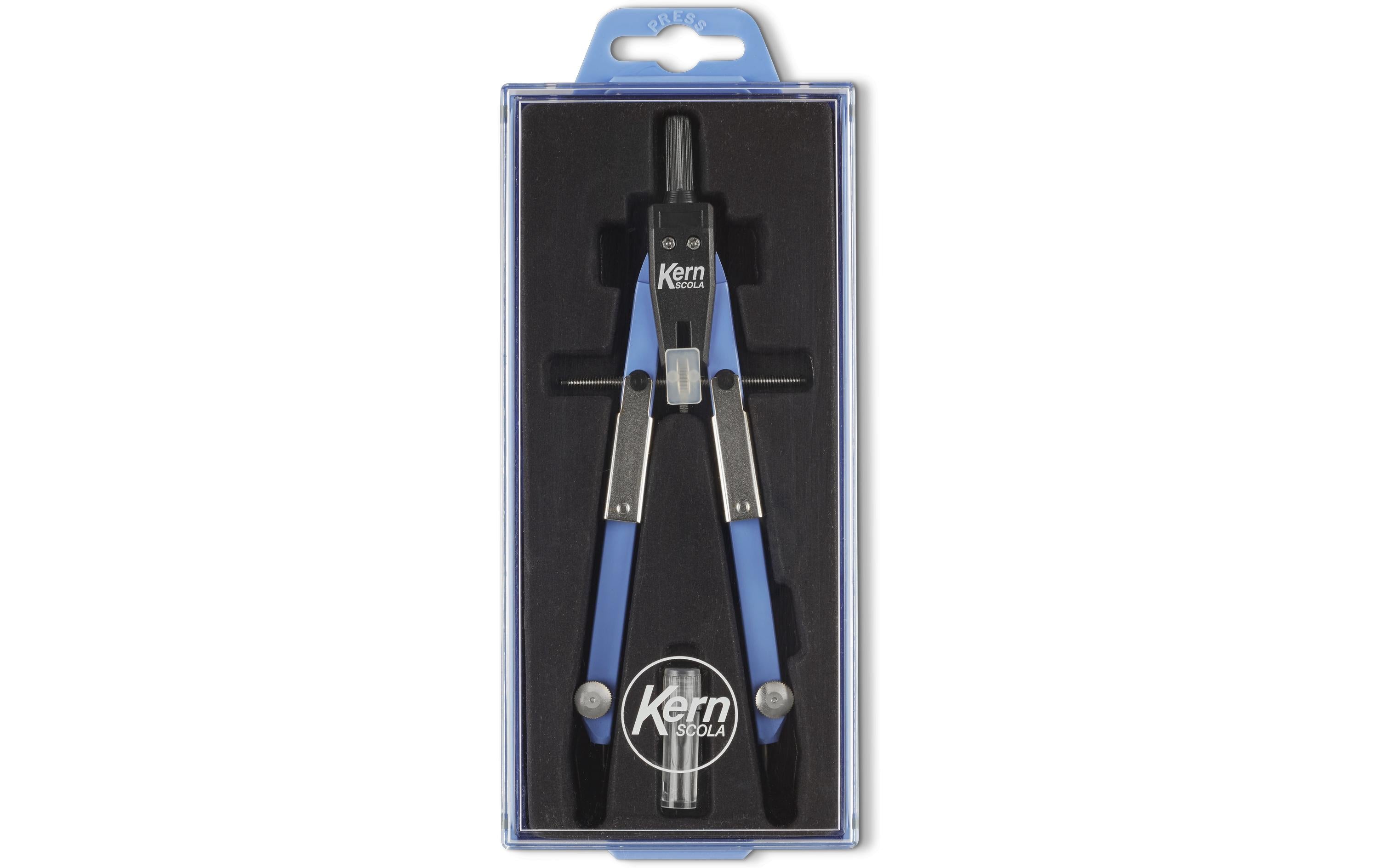 KERN Scola Schnellverstellzirkel – Länge 170 mm, max. Kreis-Ø 62 cm, Zapfen Ø 4 mm, inkl. Minendose, ozean