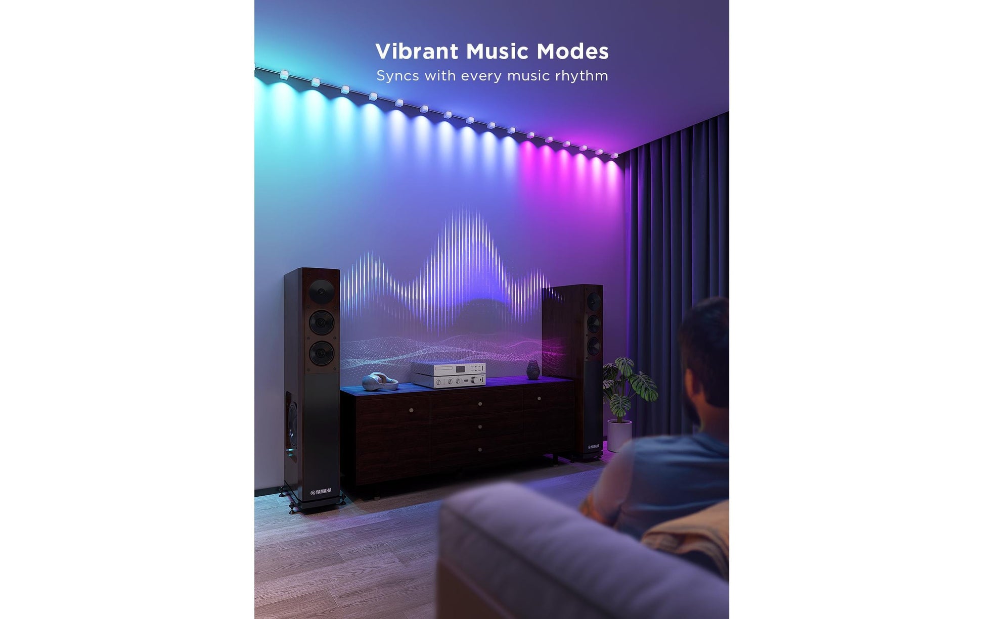 Govee LED-Lichterkette RGBIC 3 m, 15 LEDs – Bluetooth (Govee Home App) – mehrfarbig – 36 W – weiss