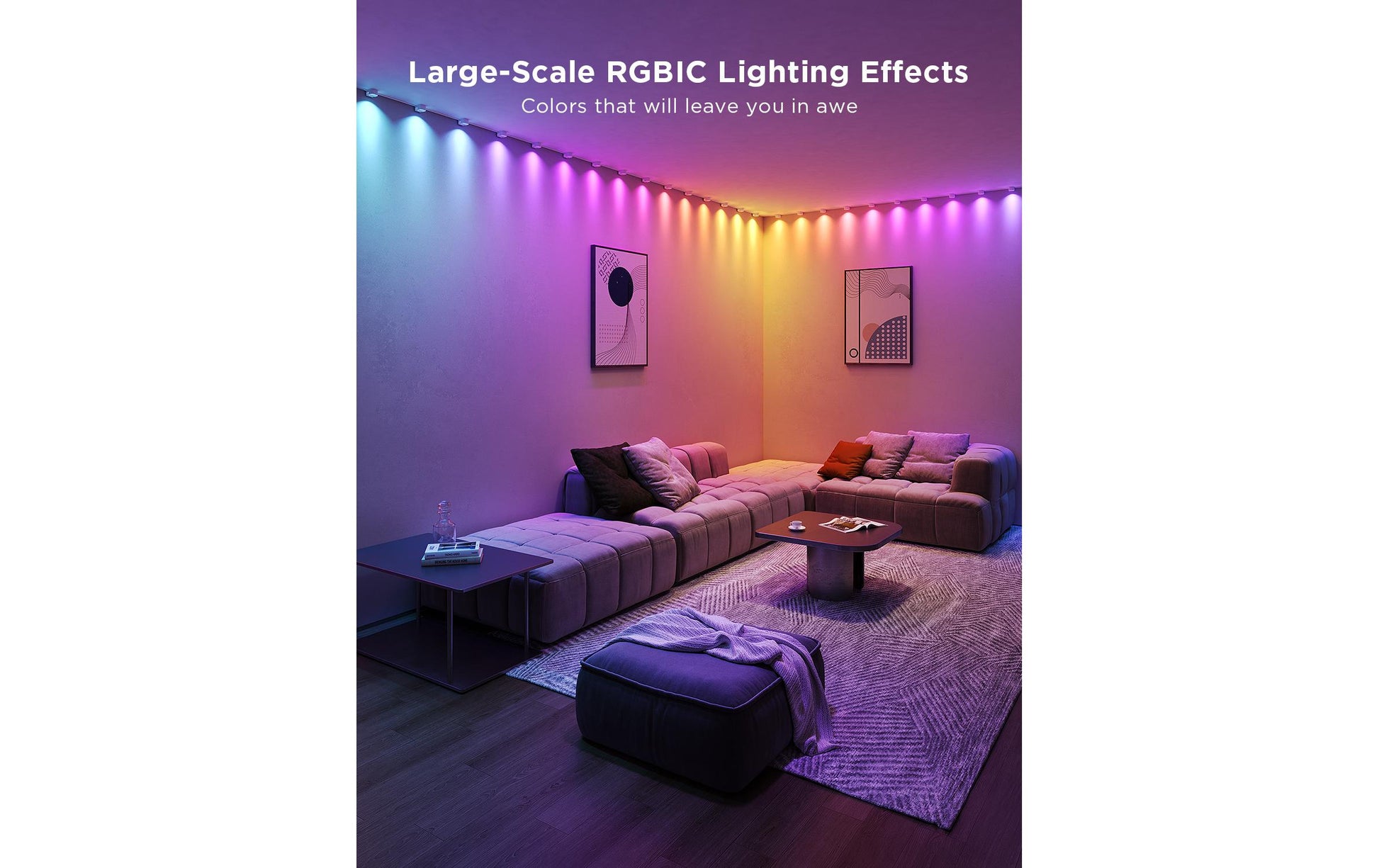 Govee LED-Lichterkette RGBIC 3 m, 15 LEDs – Bluetooth (Govee Home App) – mehrfarbig – 36 W – weiss