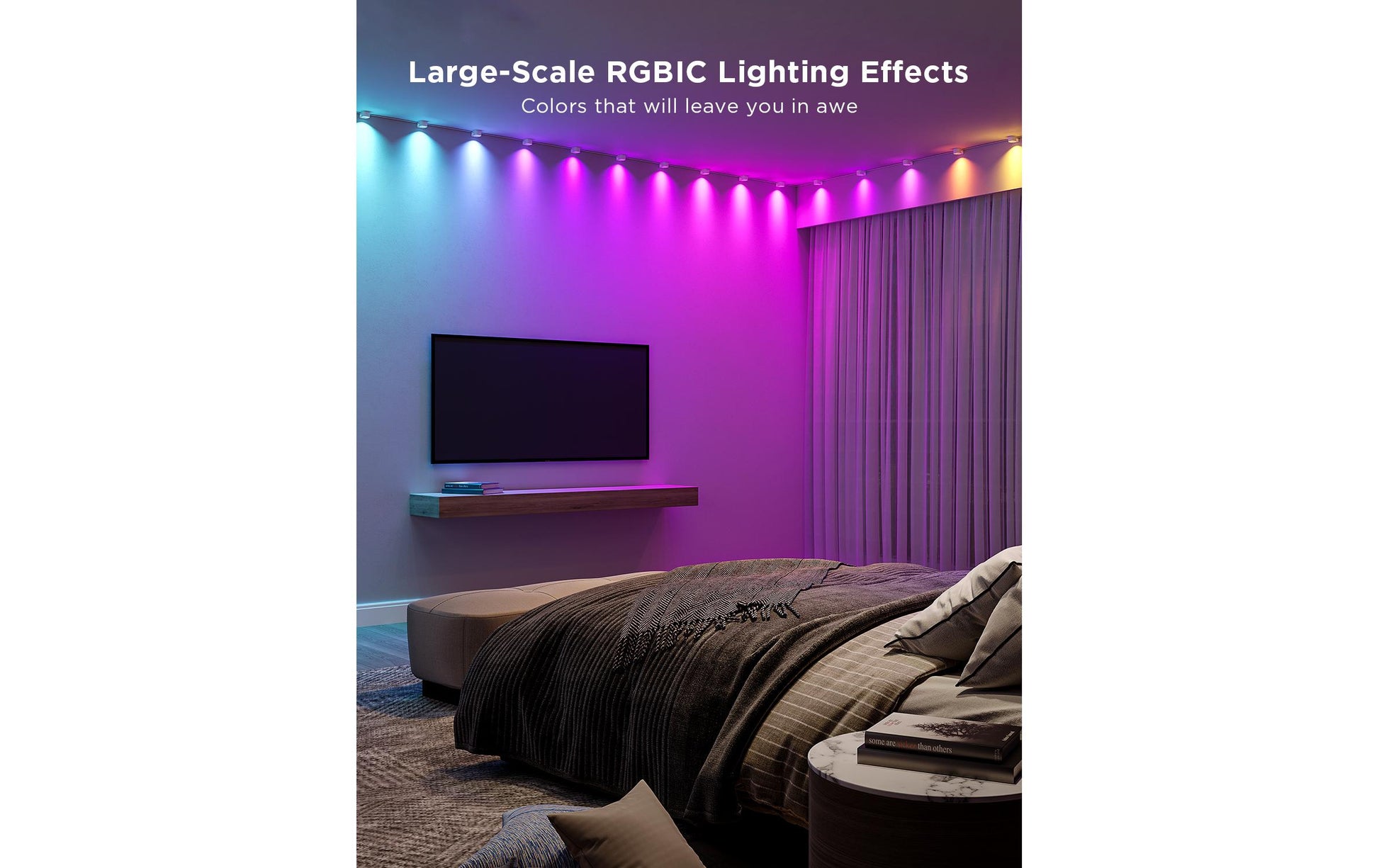 Govee LED-Lichterkette RGBIC 3 m, 15 LEDs – Bluetooth (Govee Home App) – mehrfarbig – 36 W – weiss