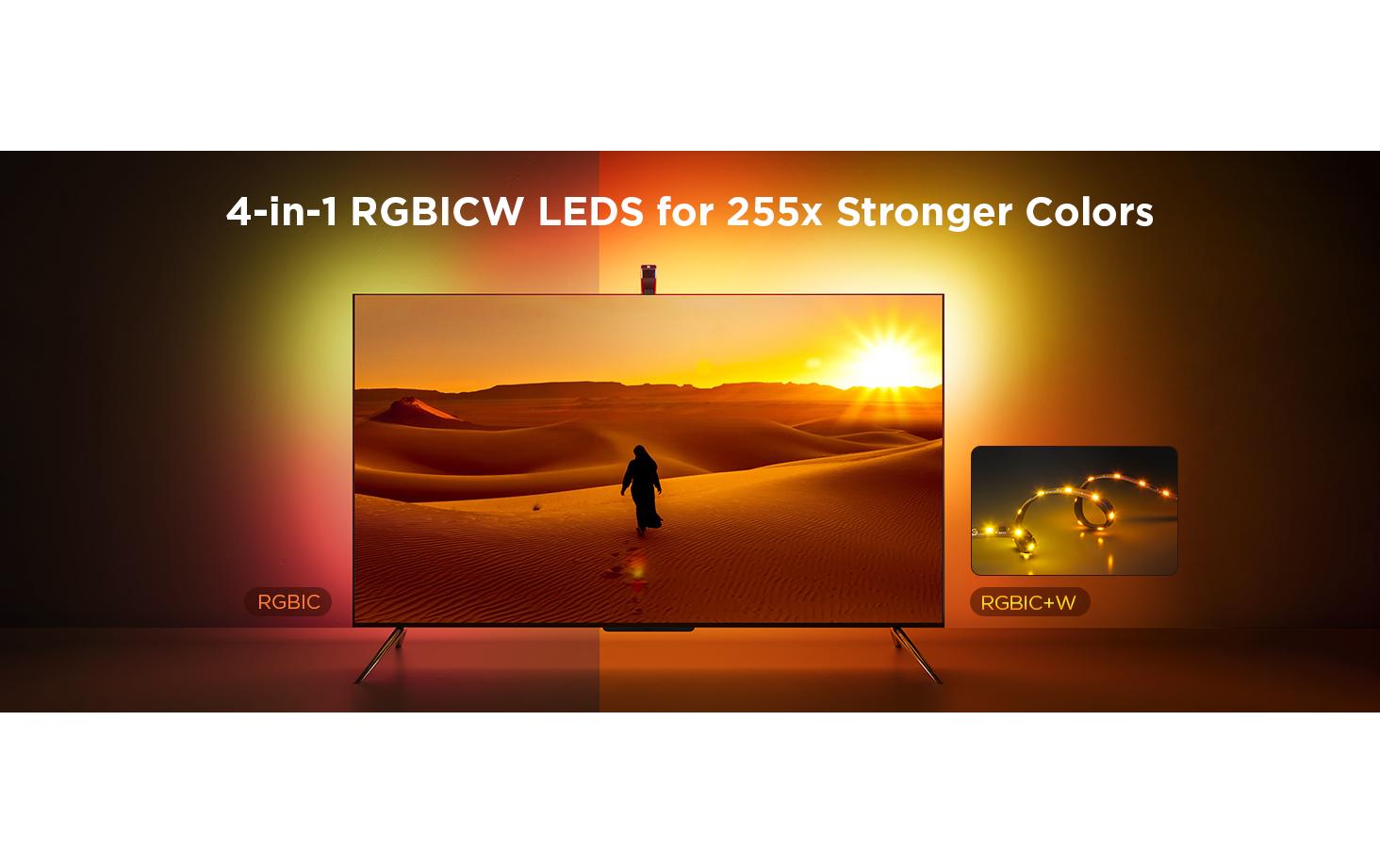 Govee Envisual T3 TV-Backlight-Set – RGBIC, Bluetooth – für 55–65" TVs – Schwarz