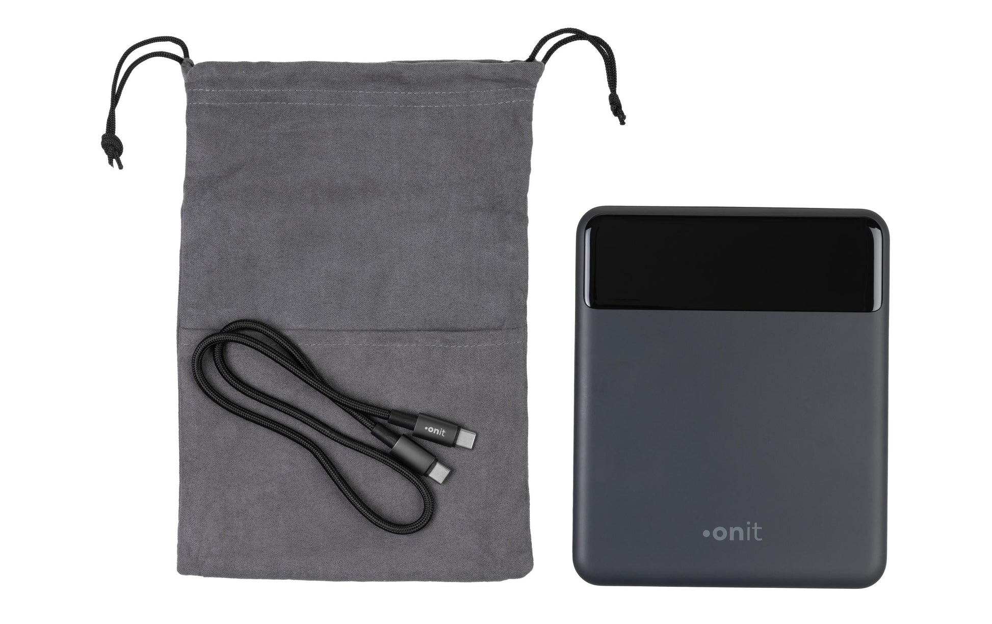 ONIT Powerbank 20000 mAh, PD 100 W, 2× USB-C, Durchgangsladung, Schwarz