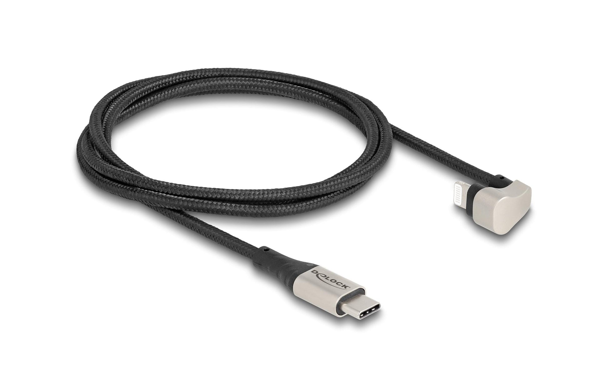 DeLOCK Daten- & Ladekabel – USB-C auf Lightning 1 m, MFi zertifiziert, 27 W, abgewinkelt – für iPhone/iPad