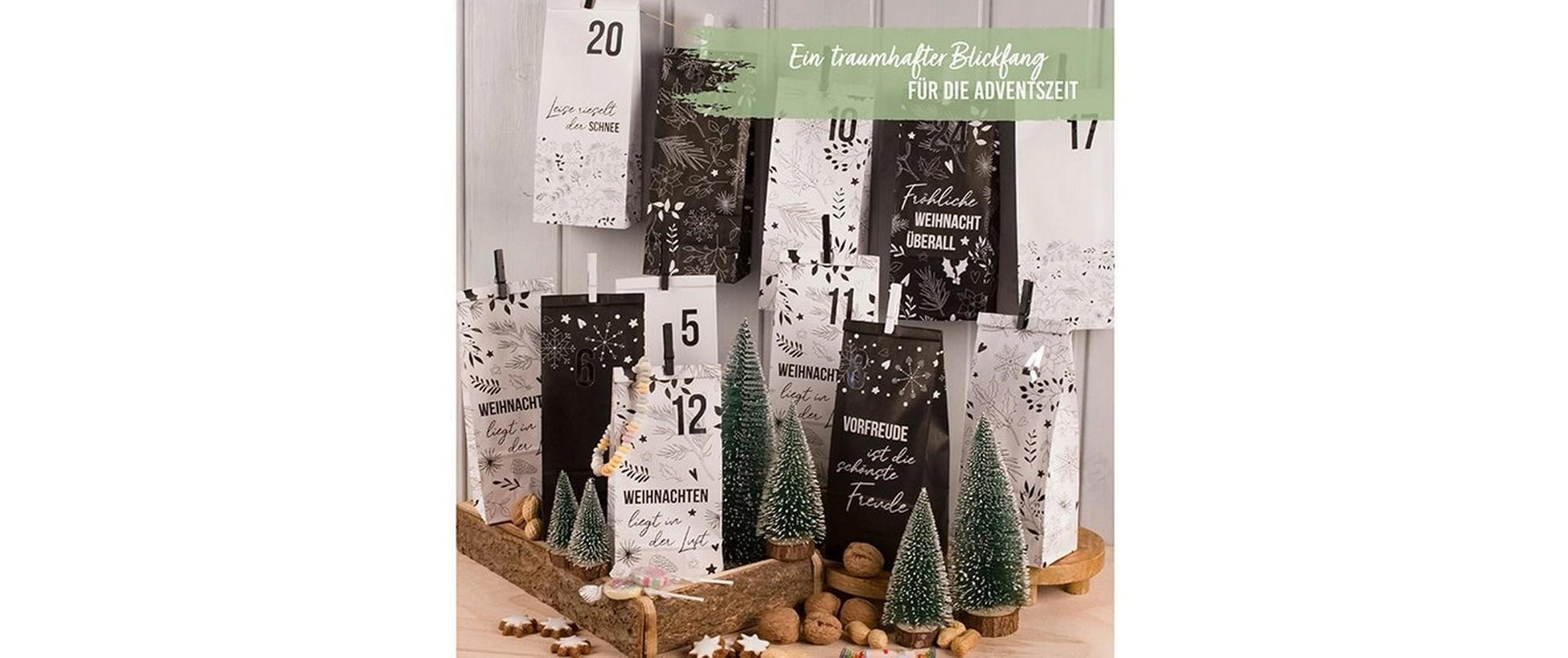 G. Wurm Adventskalender – Weihnachten – 24-teilig, zum Befüllen – 24 × 34 × 1 cm
