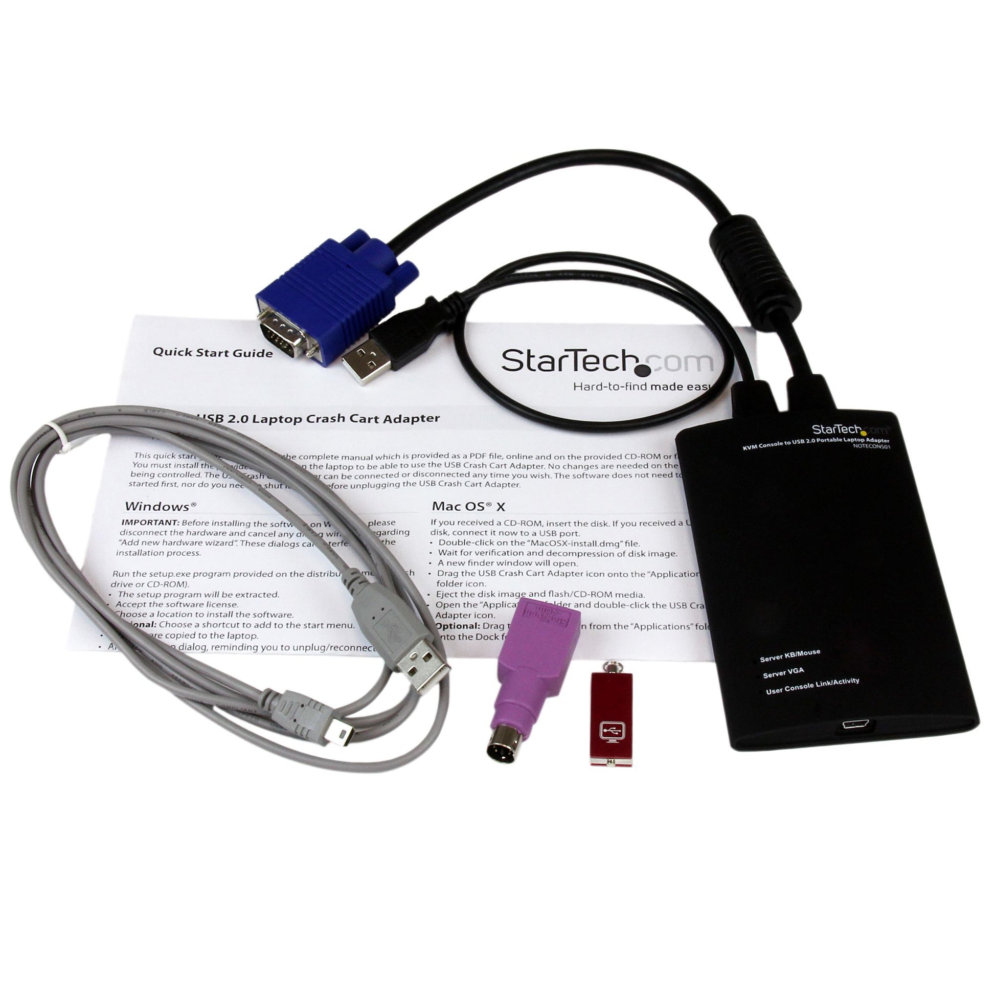 StarTech.com USB-Extender (KVM Crash-Cart Adapter) – VGA, USB 2.0, USB Mini-B/USB A, PS/2 – für Laptop