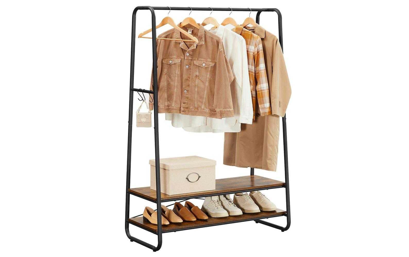 Vasagle Garderobenständer – 6 Haken, Stahl/Spanplatte, Schwarz/Braun, 100 × 45 × 160 cm
