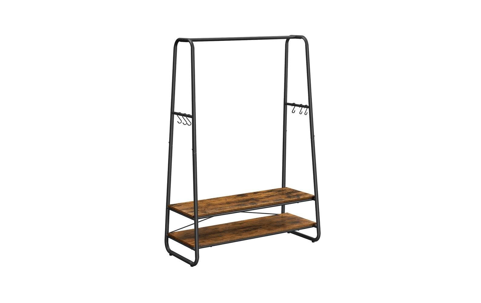 Vasagle Garderobenständer – 6 Haken, Stahl/Spanplatte, Schwarz/Braun, 100 × 45 × 160 cm