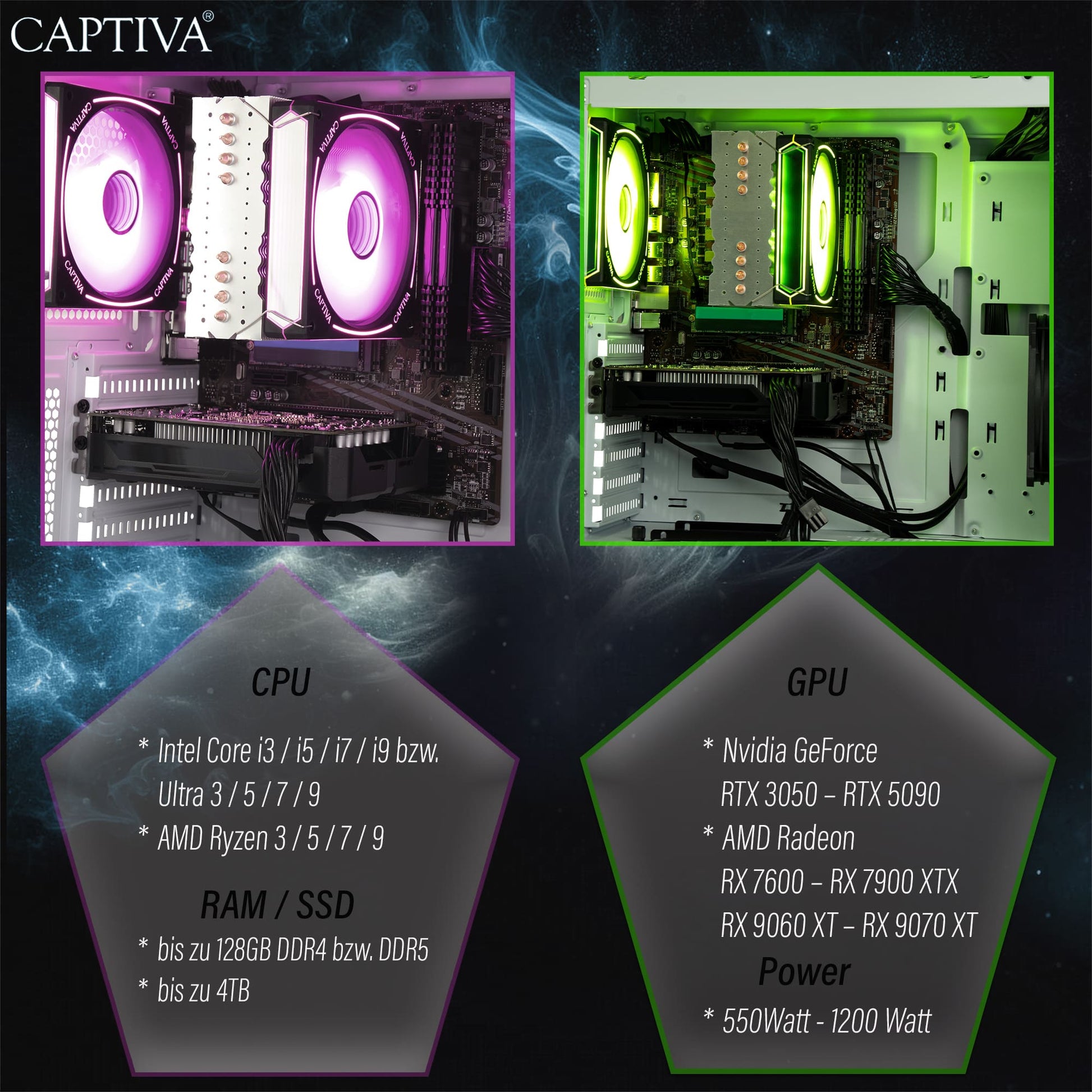 Captiva Advanced Gaming R92-912 Tower – AMD Ryzen 7 5700X, 32 GB RAM, 1 TB SSD, Windows 11 Home