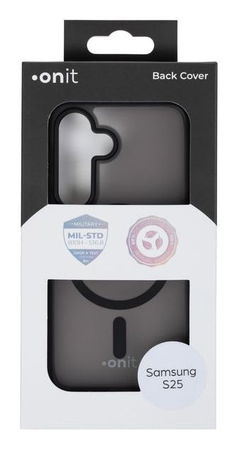 ONIT Backcover – für Samsung Galaxy S25, MagSafe, PC+TPE+TPU, Schwarz matt, bis 3 m Sturzschutz