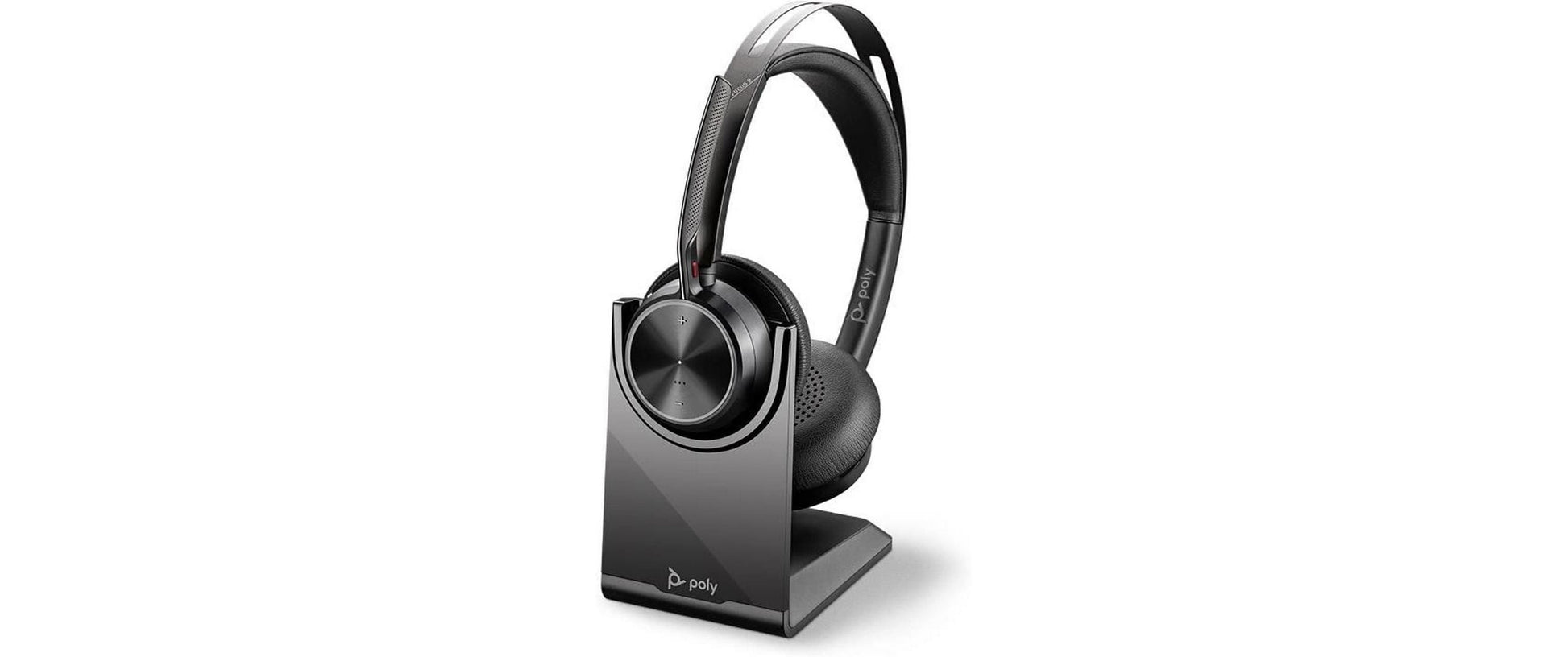 Poly Voyager Focus 2 Office-Headset – On-Ear, Stereo, BT, ANC, mit USB-A-Dongle, mit Ladestation, Schwarz