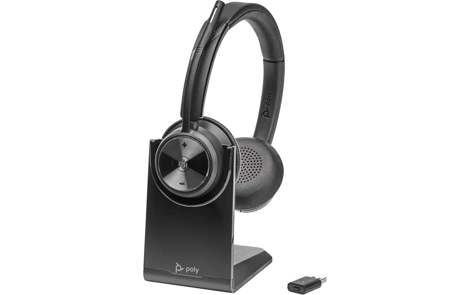Poly Savi 7320 UC Stereo – Duo Headset – DECT – Boom-Mikrofon – Schwarz – für Microsoft Teams – bis 13 h
