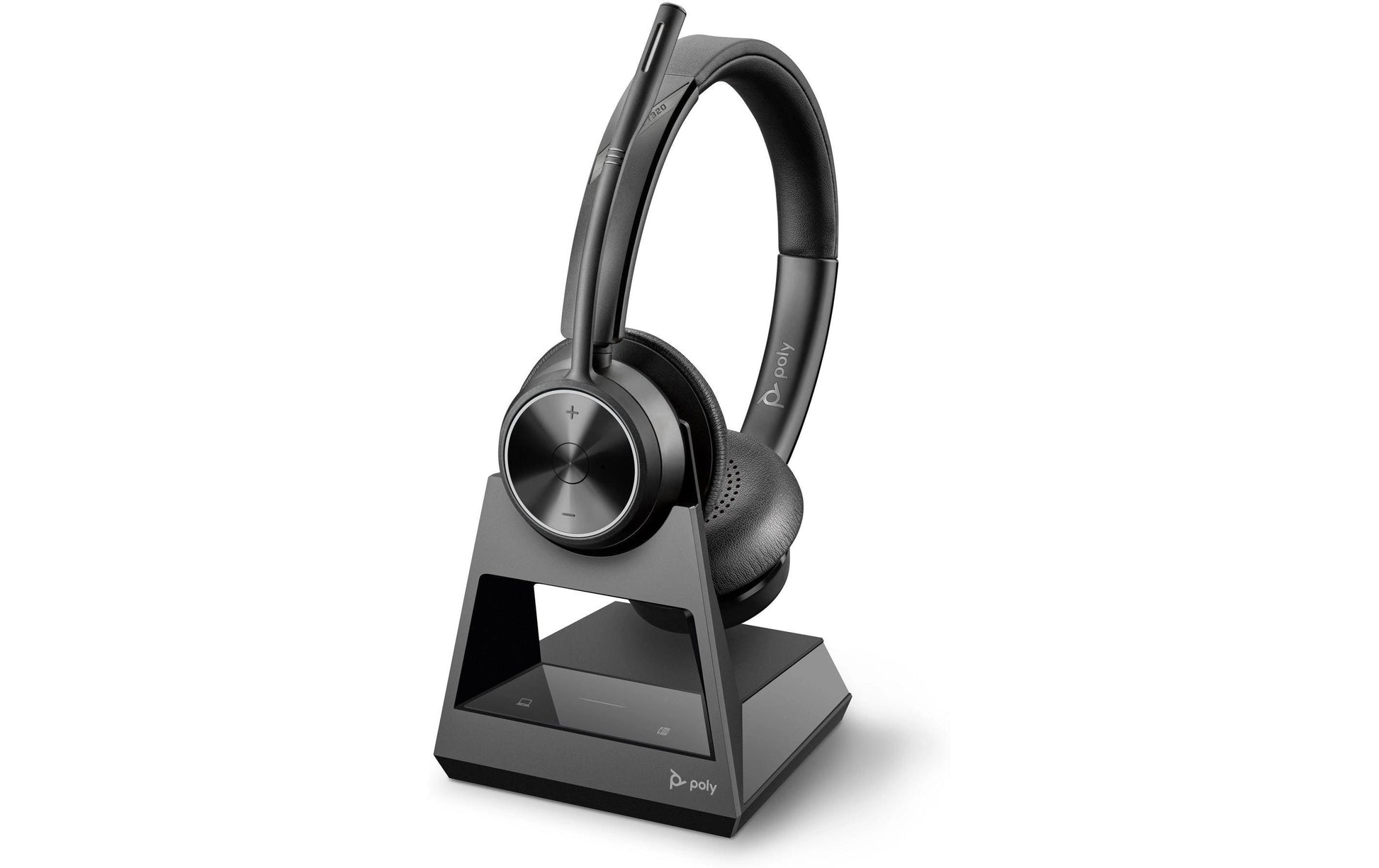 Poly Savi 7320 Office – Duo Headset – DECT, Boom-Mikrofon, Mikrofon-Geräuschunterdrückung – Schwarz – bis 13 h