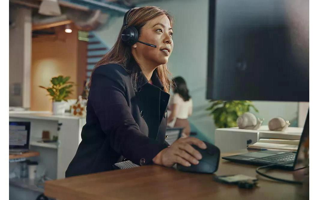 Poly Savi 7320 UC Stereo – Duo Headset – DECT – Boom-Mikrofon – Schwarz – für Microsoft Teams – bis 13 h