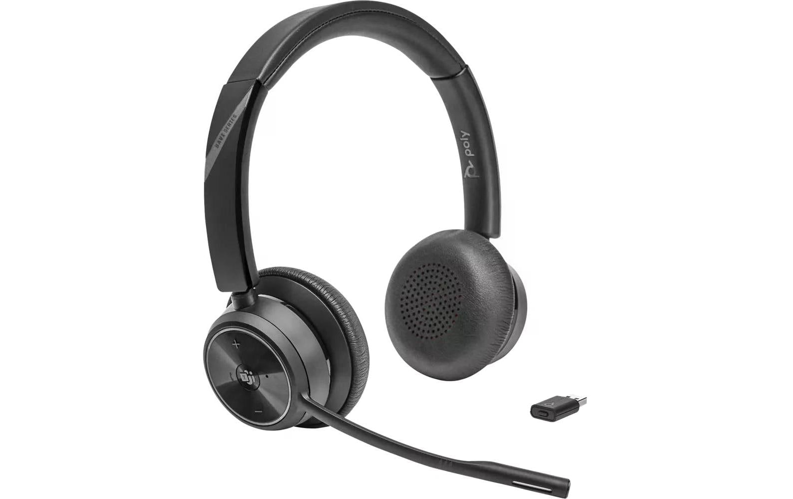 Poly Savi 7320 UC Stereo – Duo Headset – DECT – Boom-Mikrofon – Schwarz – für Microsoft Teams – bis 13 h