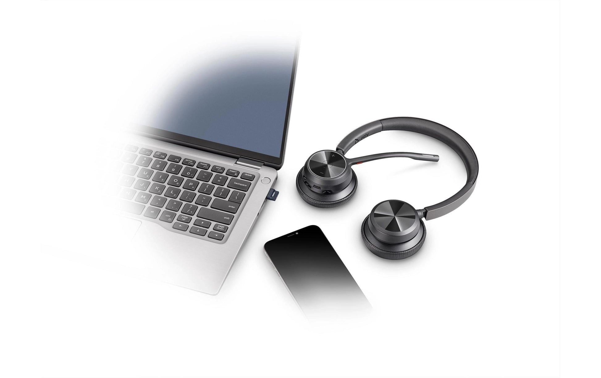 Poly Voyager 4320 – Duo Headset – Bluetooth, USB-C – Boom-Mikrofon (MEMS) – Schwarz – für PC/Mac – bis 24 h
