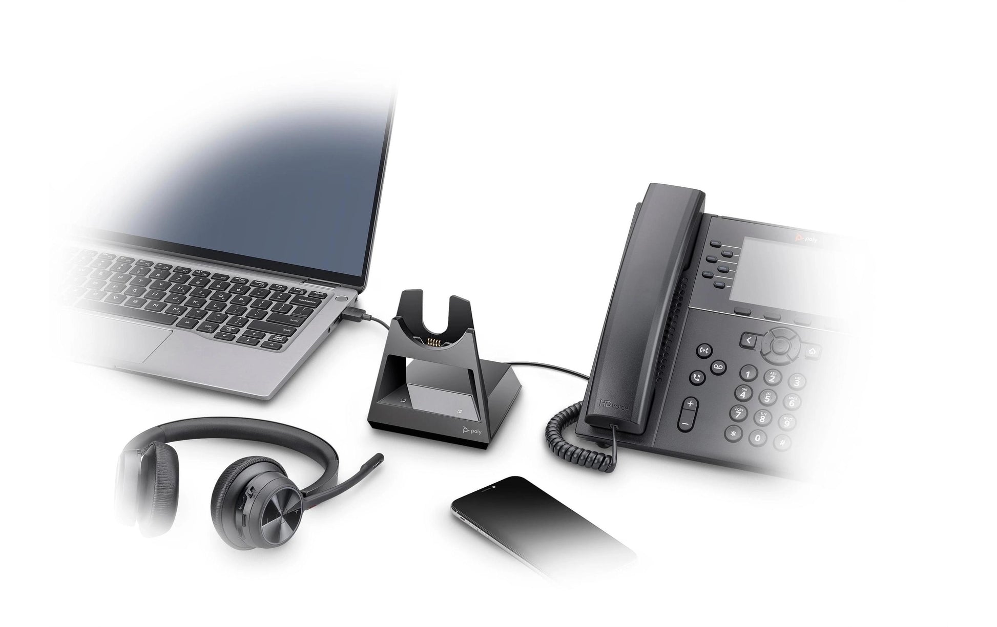 Poly Voyager 4320-M – Headset, Over-Ear – DECT/Bluetooth – mit Boom-Mikrofon – für Microsoft Teams