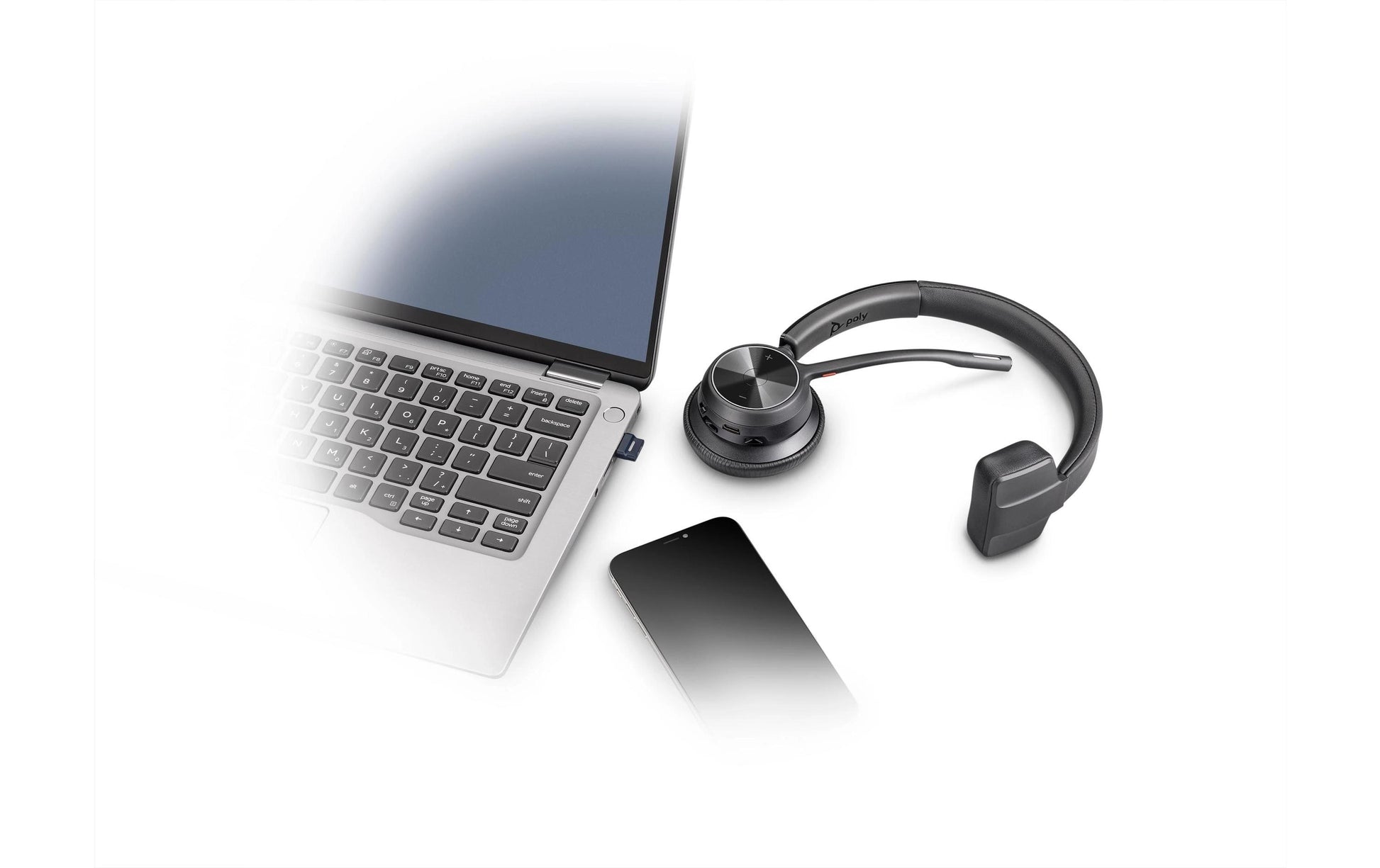 Poly Voyager 4310 Office-Headset – On-Ear, Mono, BT, USB-C, Schwarz, BT 5.2