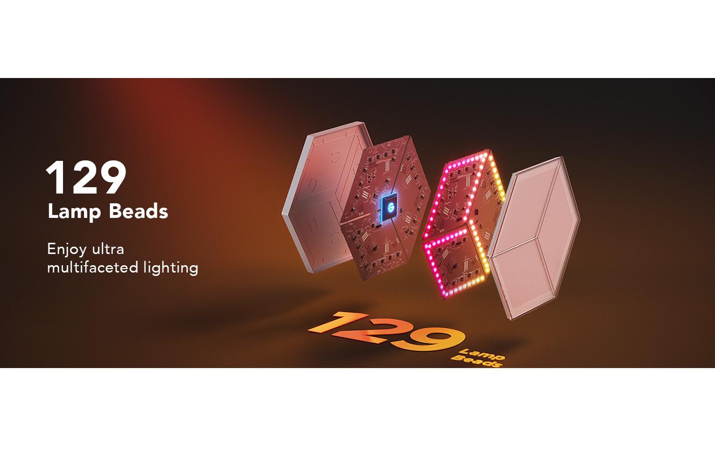 Govee Panel LED Glide Hexa Ultra – RGBIC, Bluetooth, Govee Home App – 72 W – Hellgrau