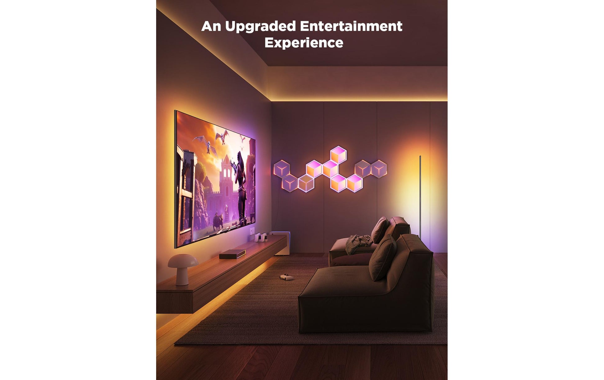 Govee Panel LED Glide Hexa Ultra – RGBIC, Bluetooth, Govee Home App – 72 W – Hellgrau