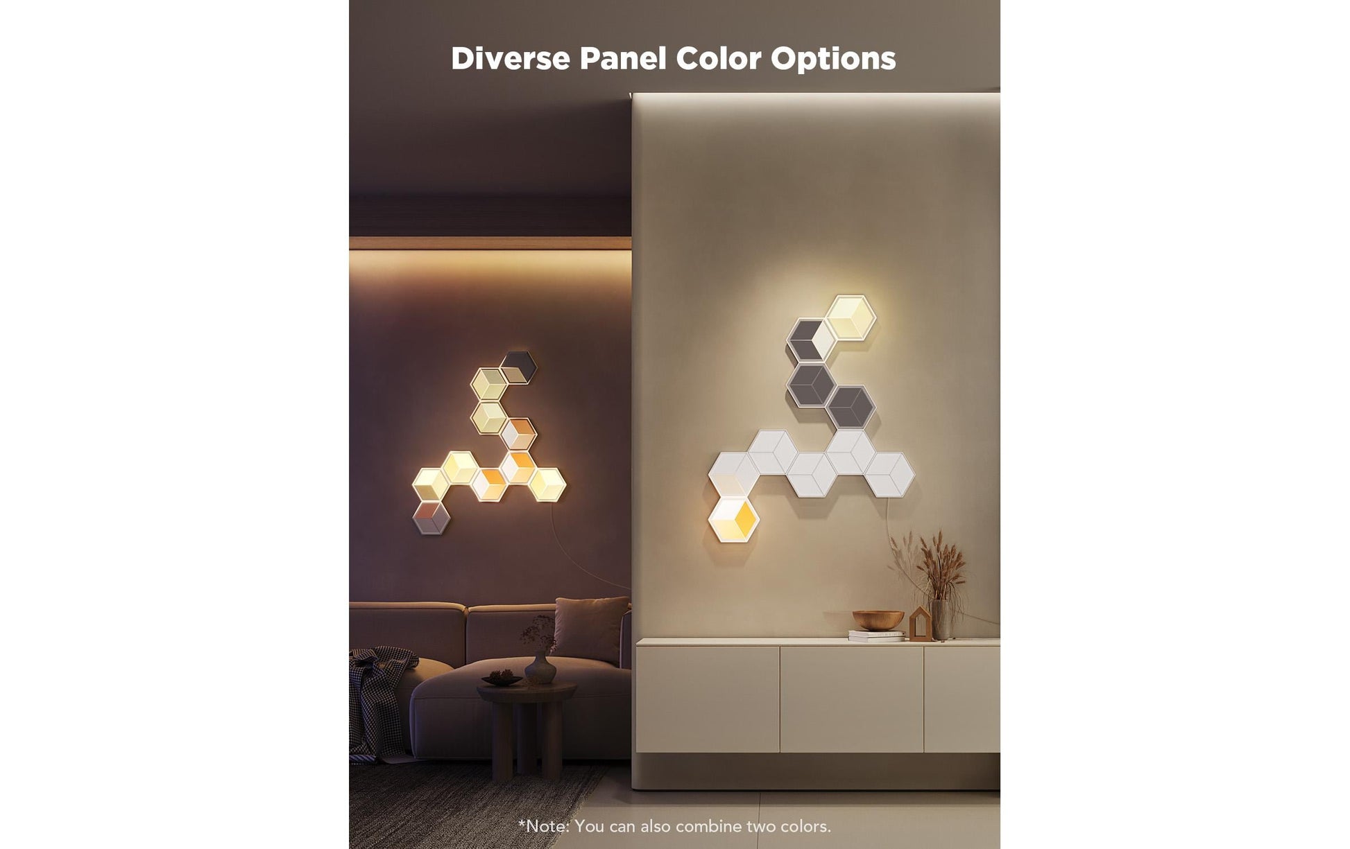 Govee Panel LED Glide Hexa Ultra – RGBIC, Bluetooth, Govee Home App – 72 W – Hellgrau