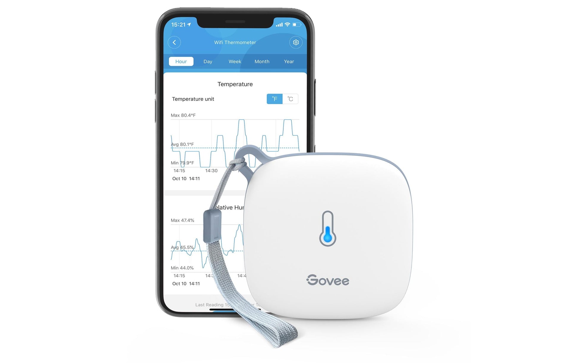 Govee H5179 – Thermo-/Hygrosensor (Einzelsensor), Bluetooth, Temperatur & Feuchte – Weiss