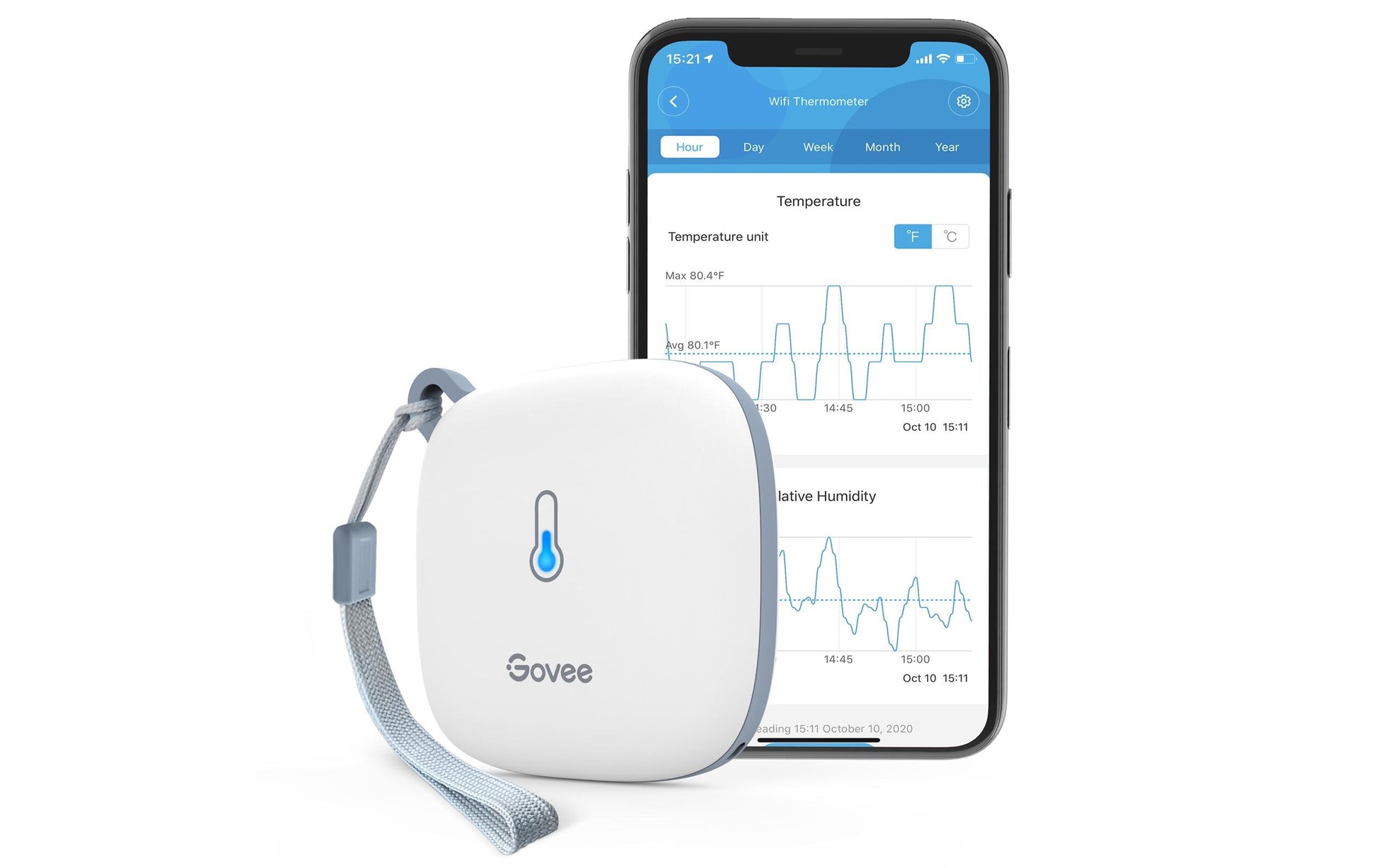 Govee H5179 – Thermo-/Hygrosensor (Einzelsensor), Bluetooth, Temperatur & Feuchte – Weiss