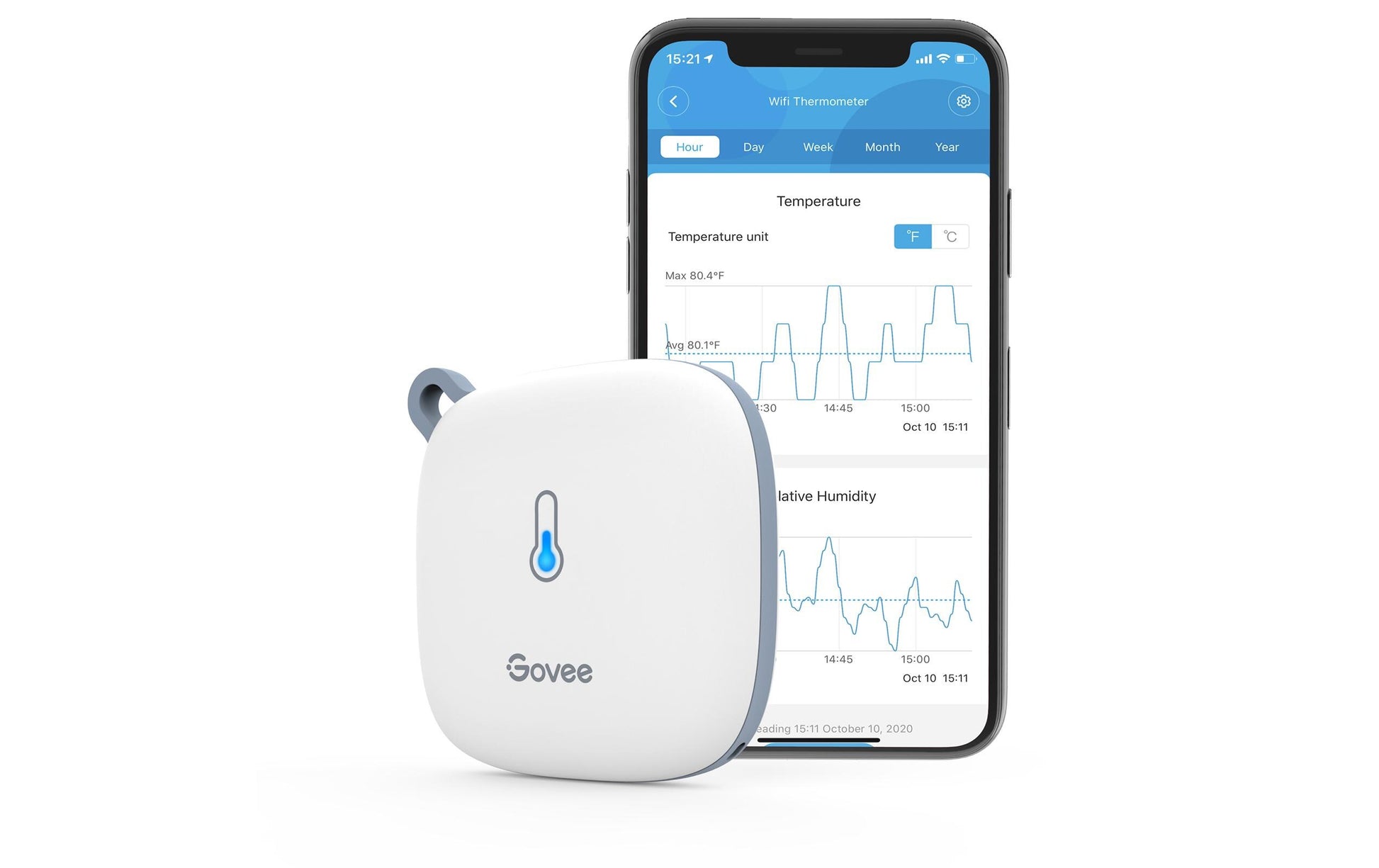 Govee H5179 – Thermo-/Hygrosensor (Einzelsensor), Bluetooth, Temperatur & Feuchte – Weiss