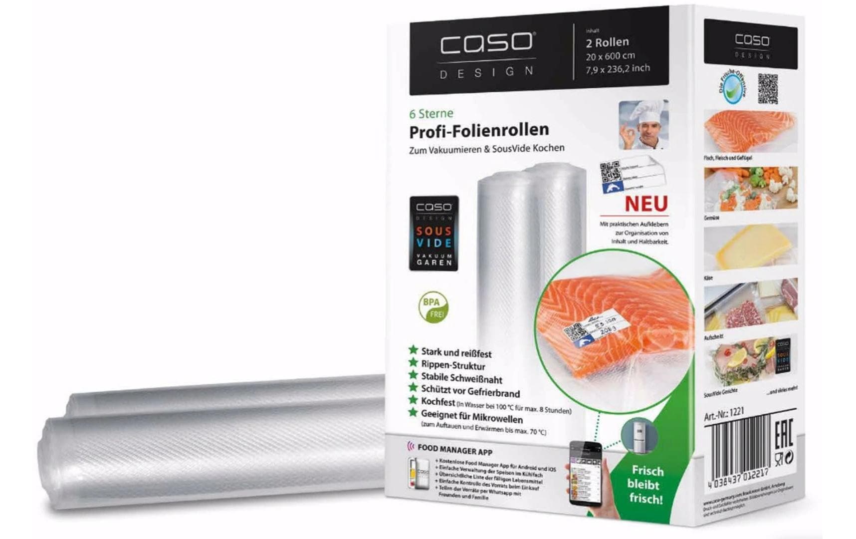 Caso Vakuumierrolle 731.1221.00 – 20 × 6 m, 2 Rollen