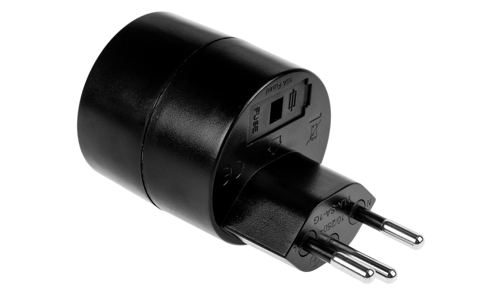 Furber. Reiseadapter – Typ J → Typ F (Schweiz → Europa), geerdet, 2500 W – schwarz