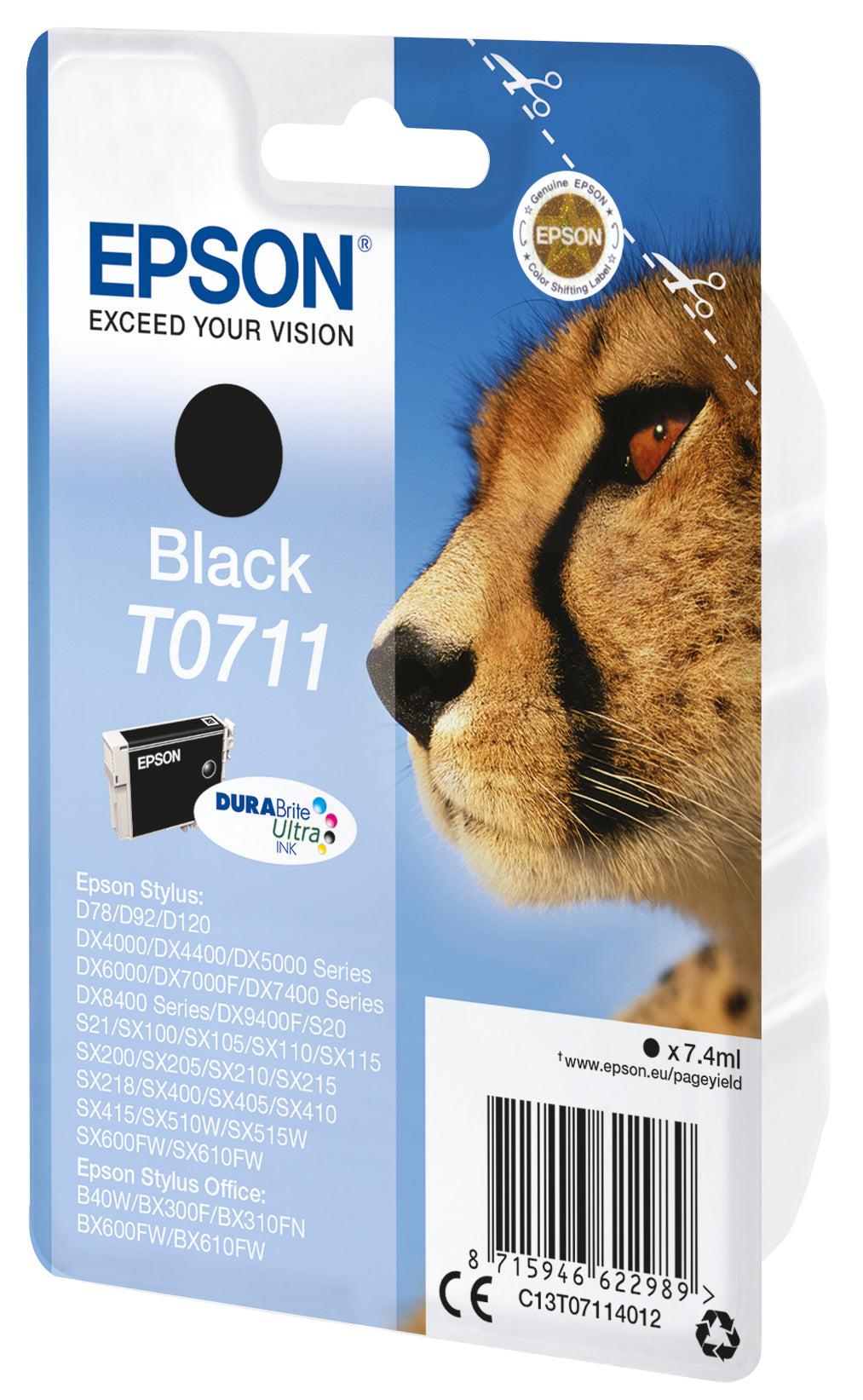 Epson Tintenpatrone T0711, Schwarz – für Inkjetdrucker/Multifunktionsgeräte