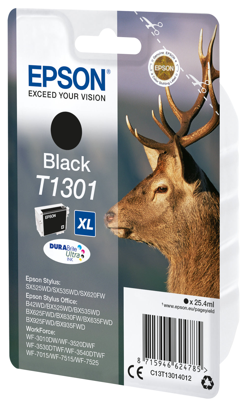 Epson Tintenpatrone T130, Schwarz, 25,4 ml – für Inkjetdrucker/Multifunktionsgeräte