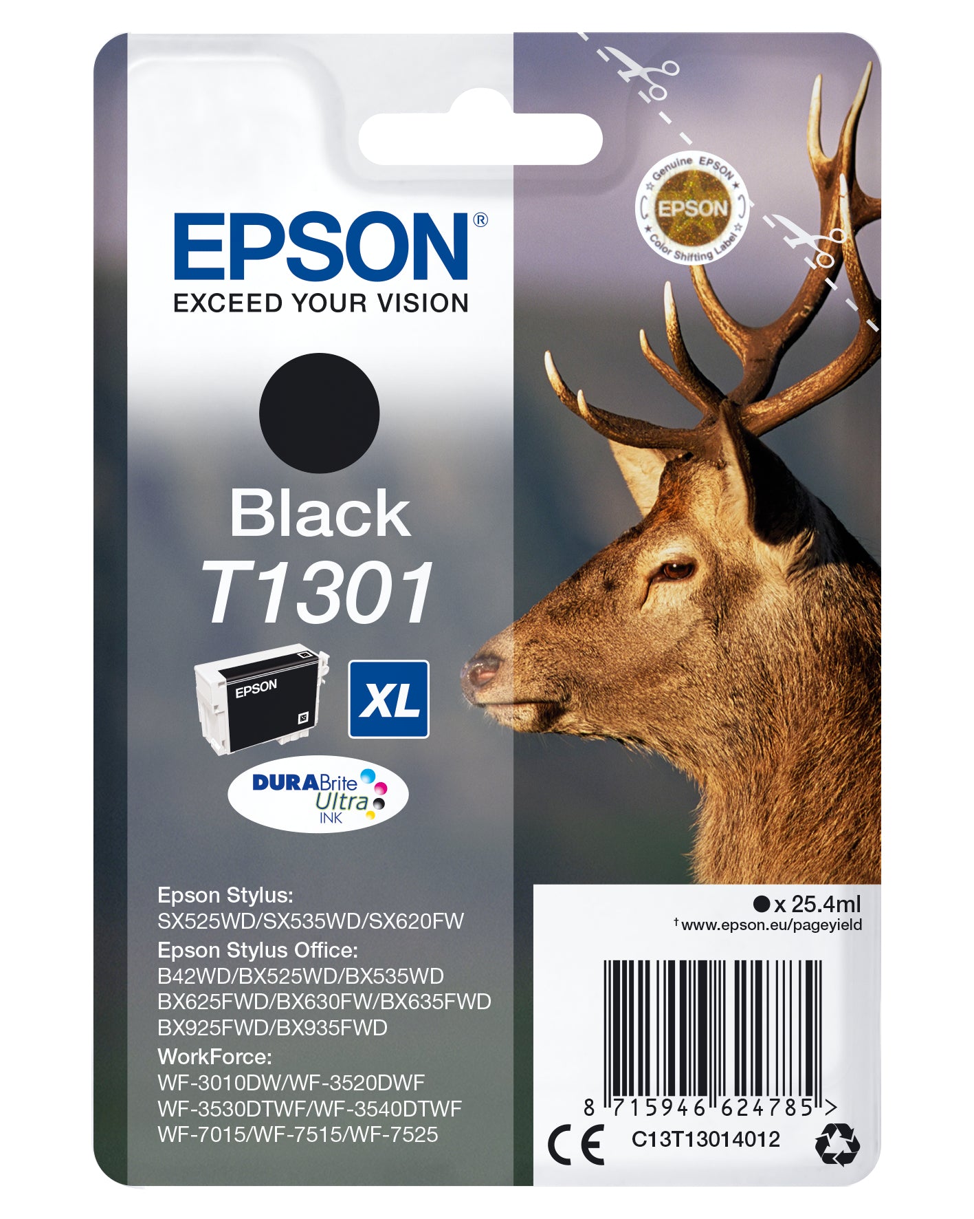 Epson Tintenpatrone T1301, Schwarz, 945 Seiten – für Tintenstrahldrucker/Multifunktionsgeräte