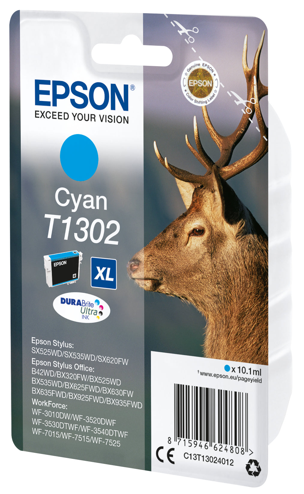 Epson Tintenpatrone T1302, Cyan, 765 Seiten – für Inkjetdrucker/Multifunktionsgeräte