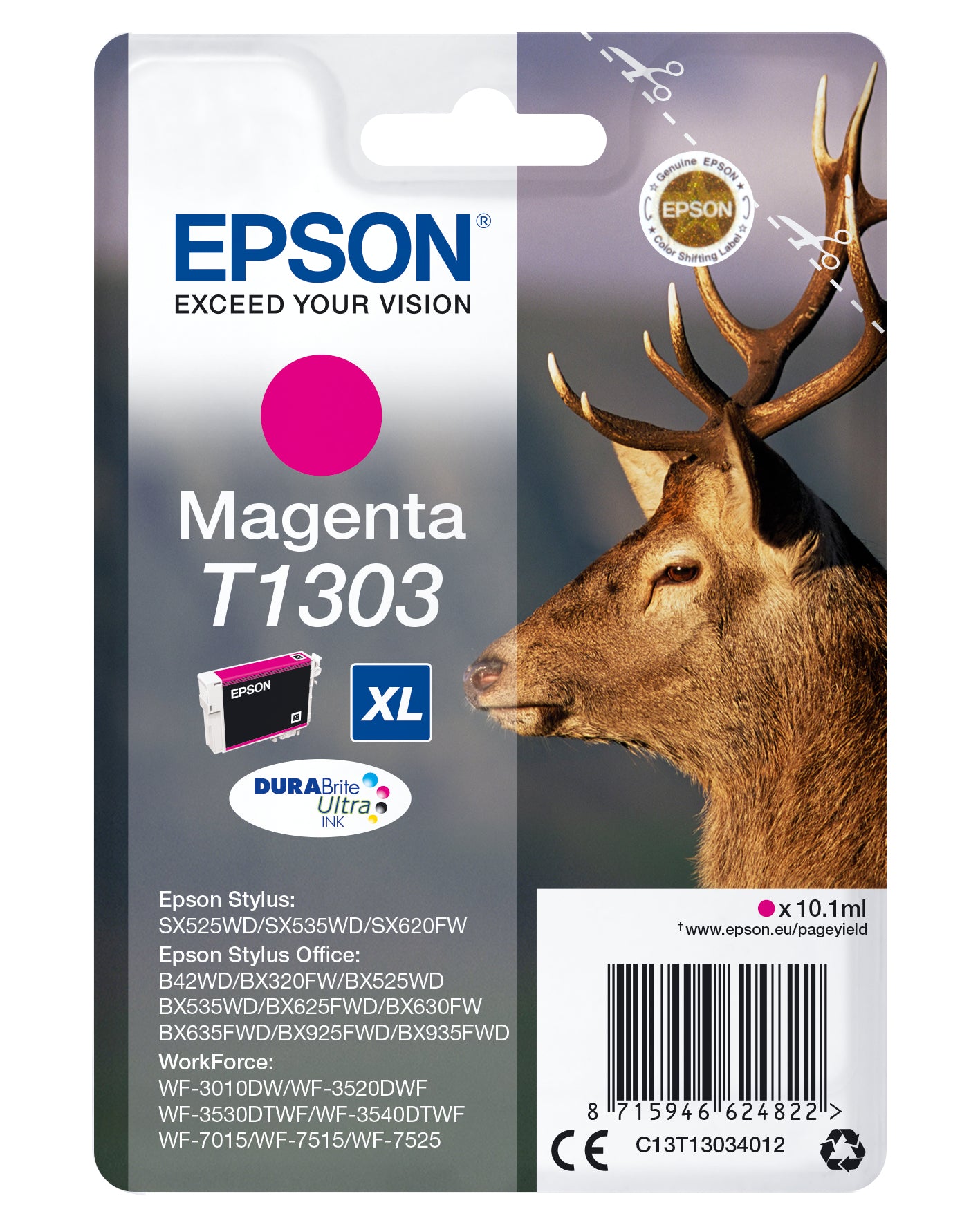 Epson T1303 Magenta Tintenpatrone (Original) – 10,1 ml – für WorkForce WF-3520DWF/7525/7515