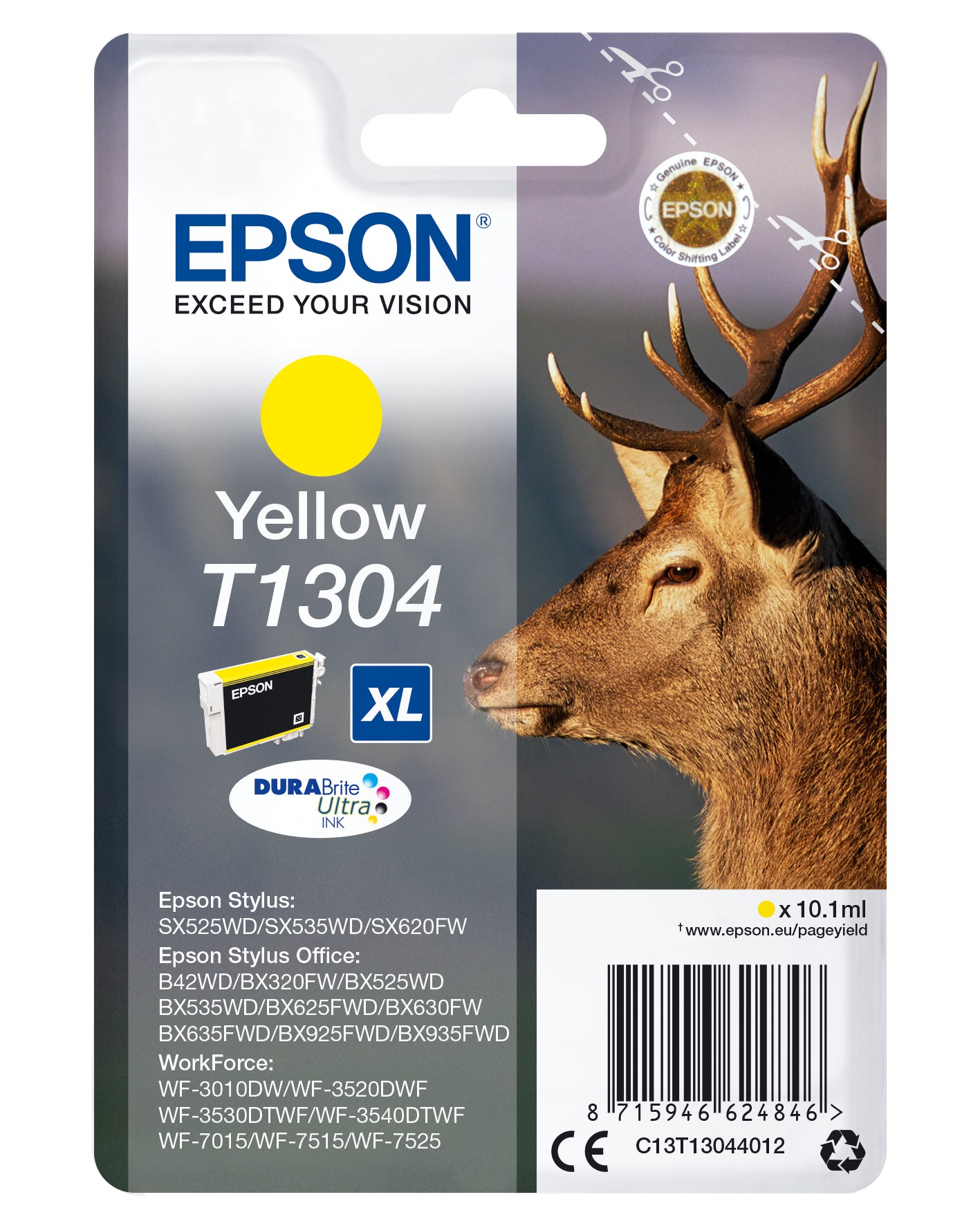 Epson T1304 Gelbe Tintenpatrone (Original) – 10,1 ml – für WorkForce WF-3520/7525/7515, Stylus SX620/SX525 …