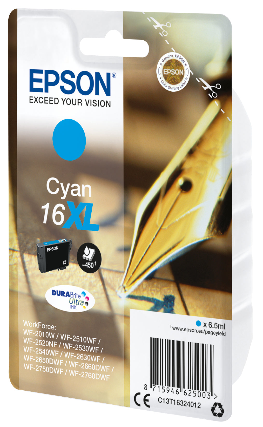 Epson Tintenpatrone 16XL, cyan, 450 Seiten