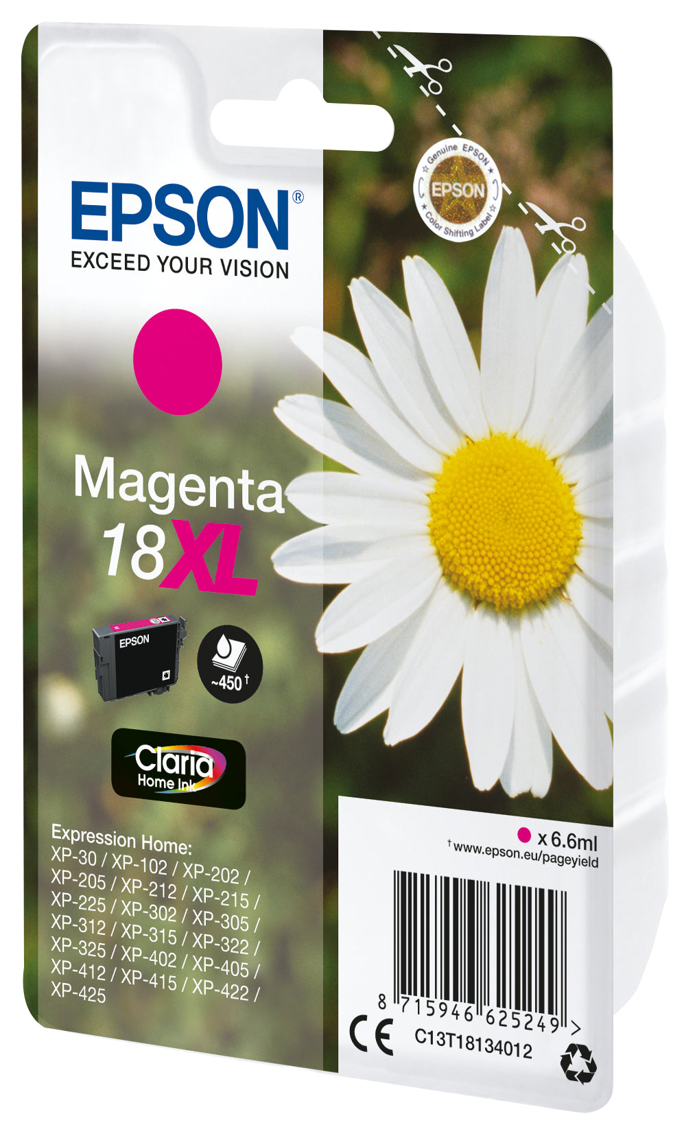 Epson 18XL Magenta Tintenpatrone (Original) – 450 Seiten – für Expression Home XP-425/XP-422/XP-415