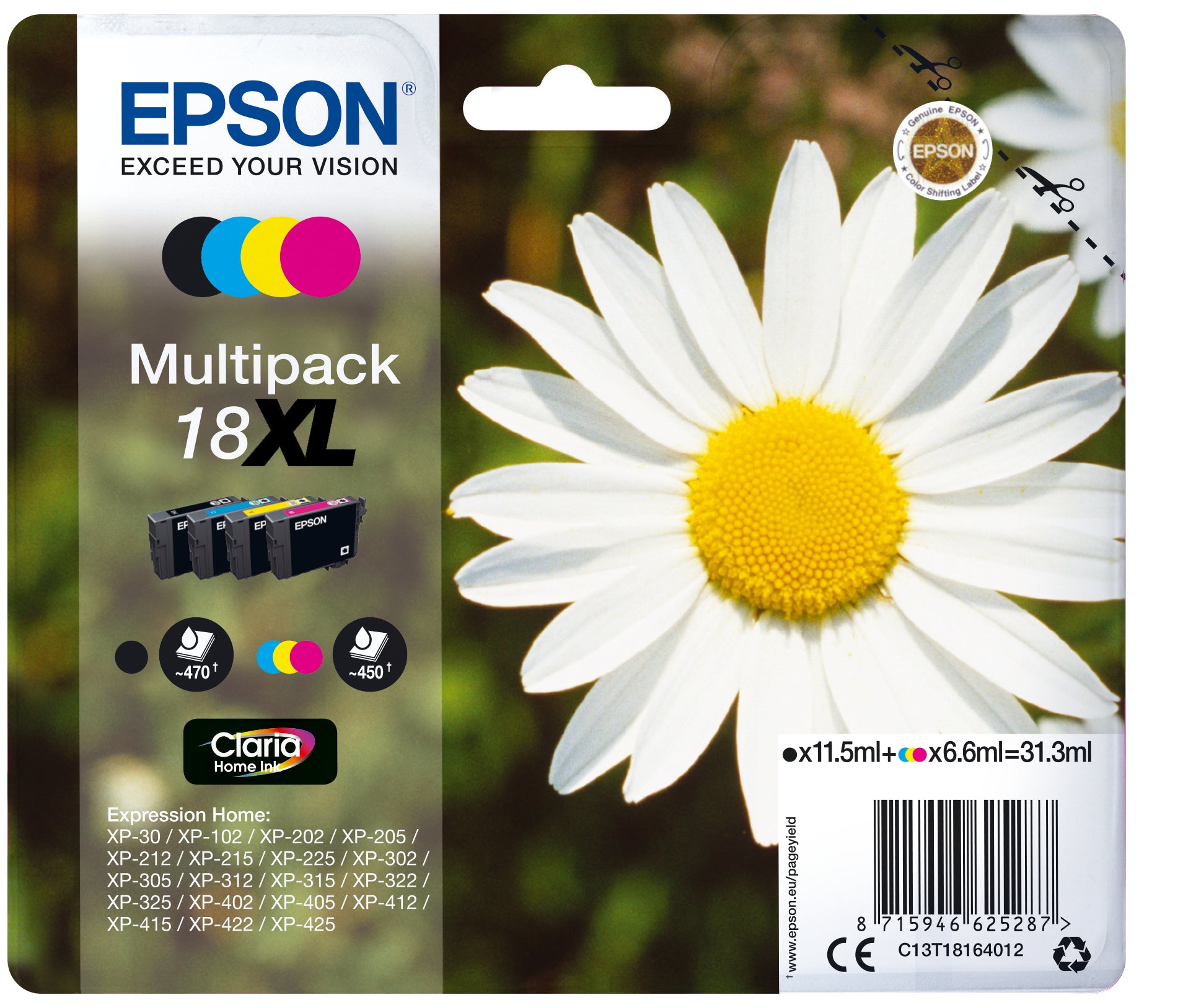 Epson Tintenpatronen-Multipack CMYK, original – für Expression Home XP-425, XP-422, XP-415 und andere