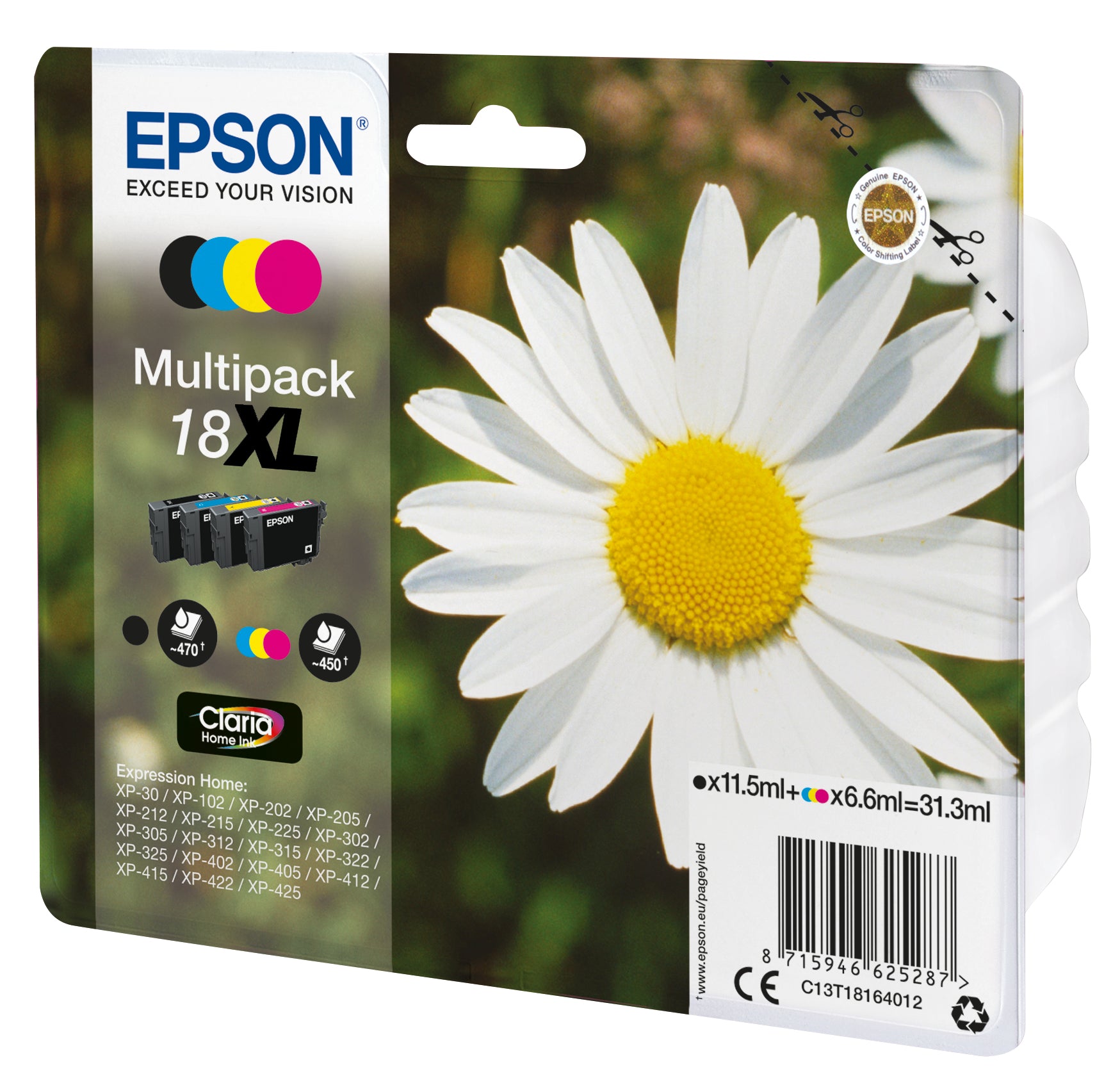 Epson Tintenpatronen-Multipack 18XL, CMYK, XL, 4er-Pack – für Epson-Drucker