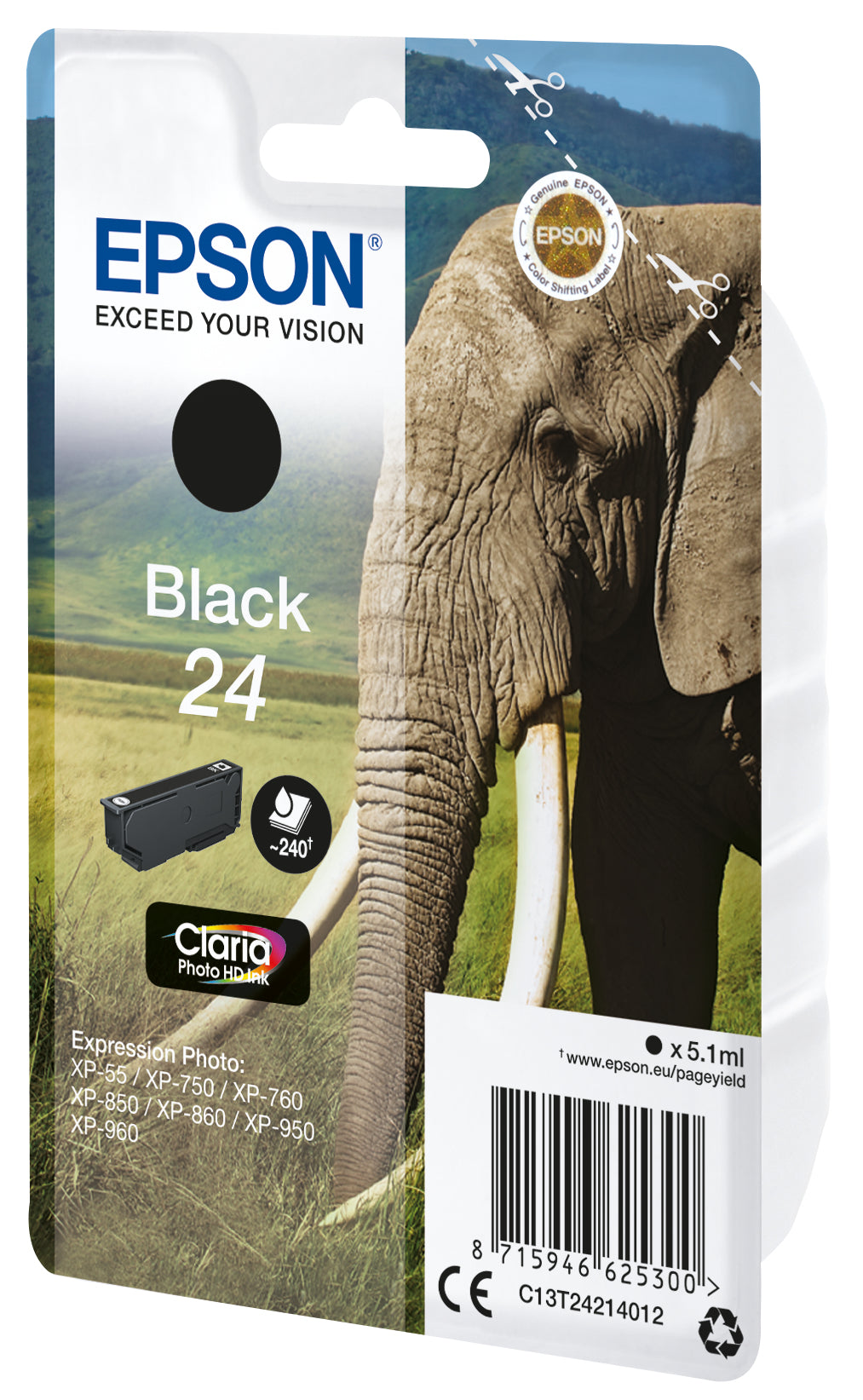 Epson T2421 Schwarz Tintenpatrone (Original) – 240 Seiten – für Expression Photo XP-960/XP-950/XP-860 …