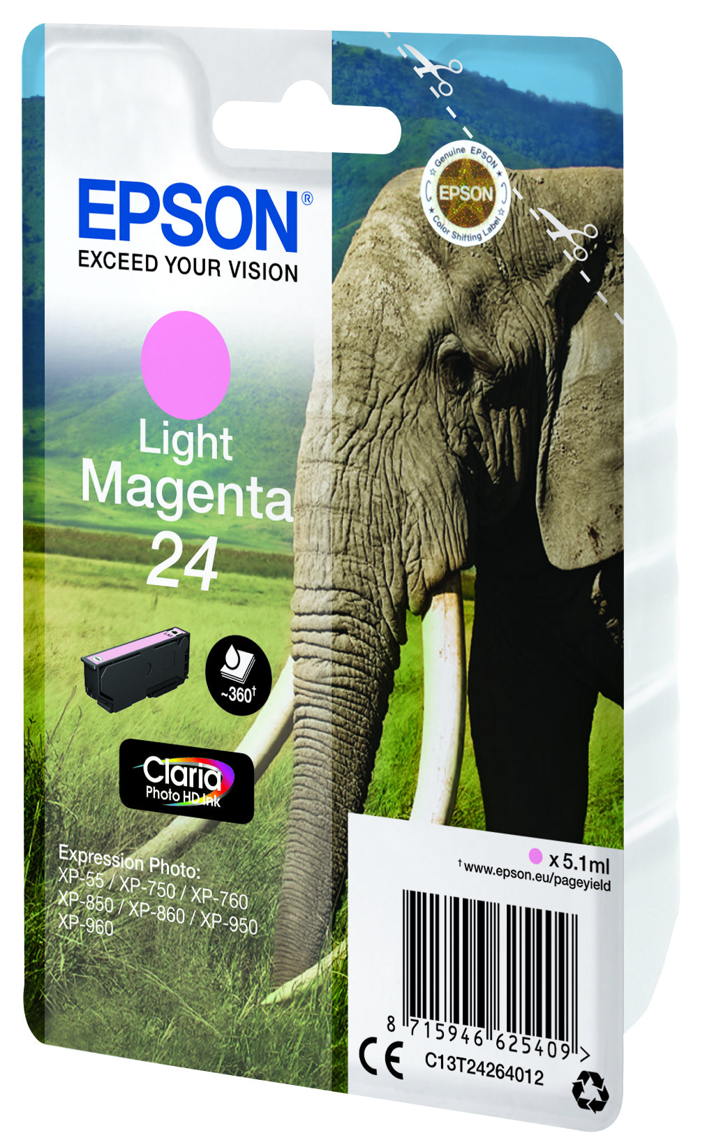 Epson 24 Helle Magenta Tintenpatrone (Original) – 360 Seiten – für Expression Photo XP-960/XP-950/XP-860…