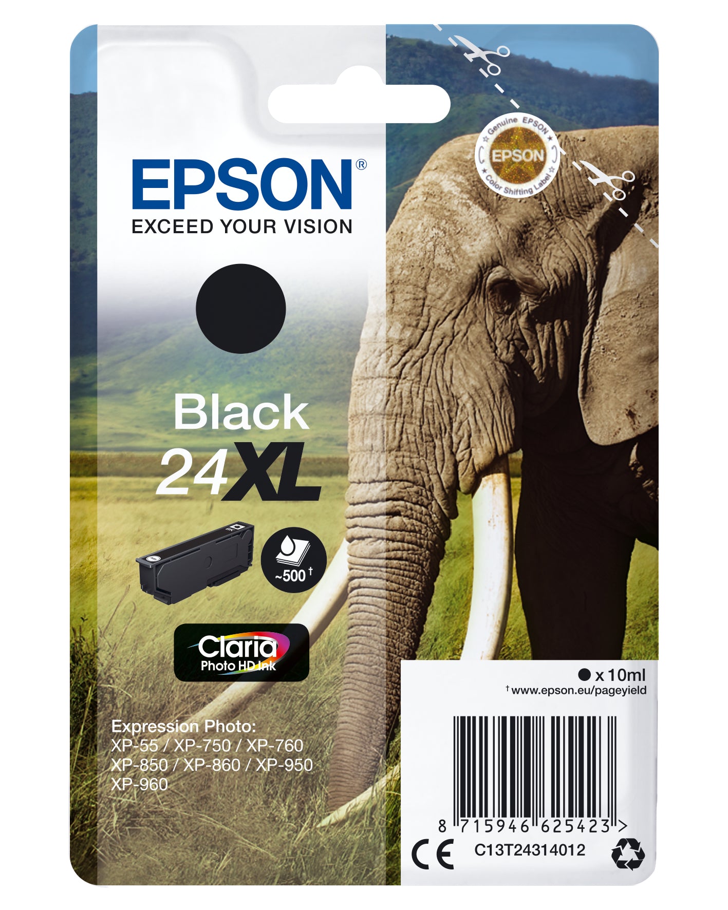 Epson 24XL Schwarz Tintenpatrone (Original) – 500 Seiten – für Expression Photo XP-960/XP-950/XP-860 …